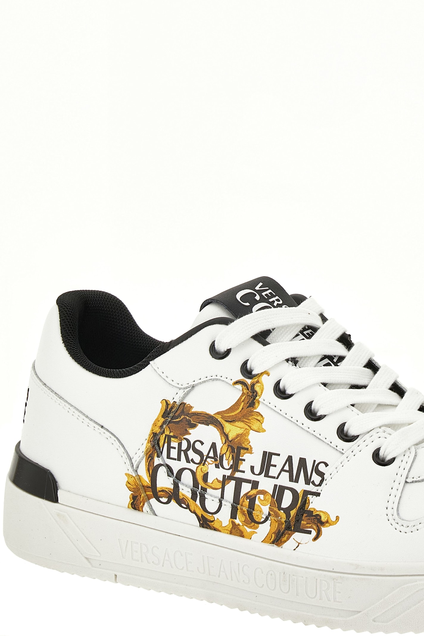 Versace Jeans Couture Logo-print Leather Trainers In White