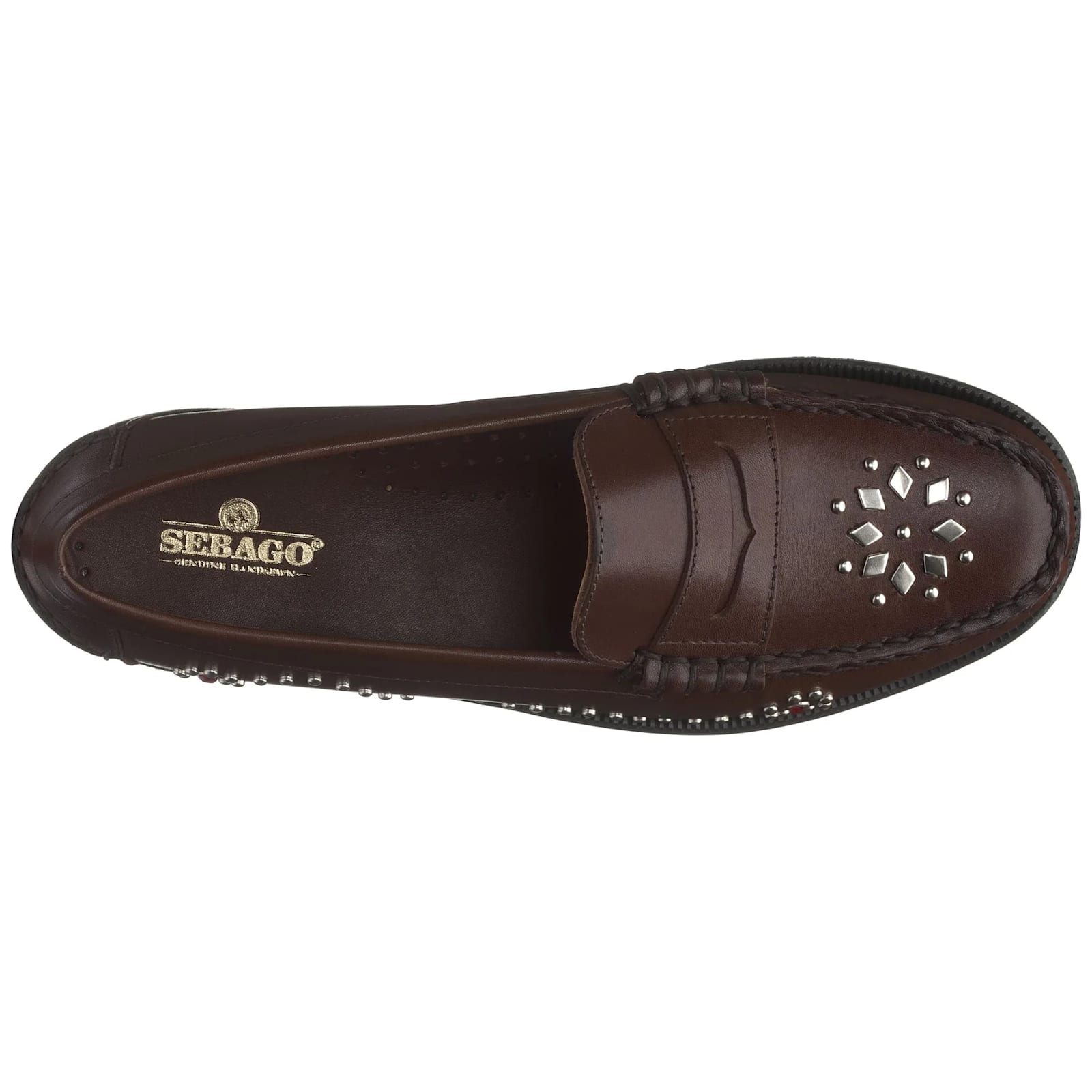 Sebago Studded Embellishments Loafers Decorative Stitching In Dk Brown Brown Sea