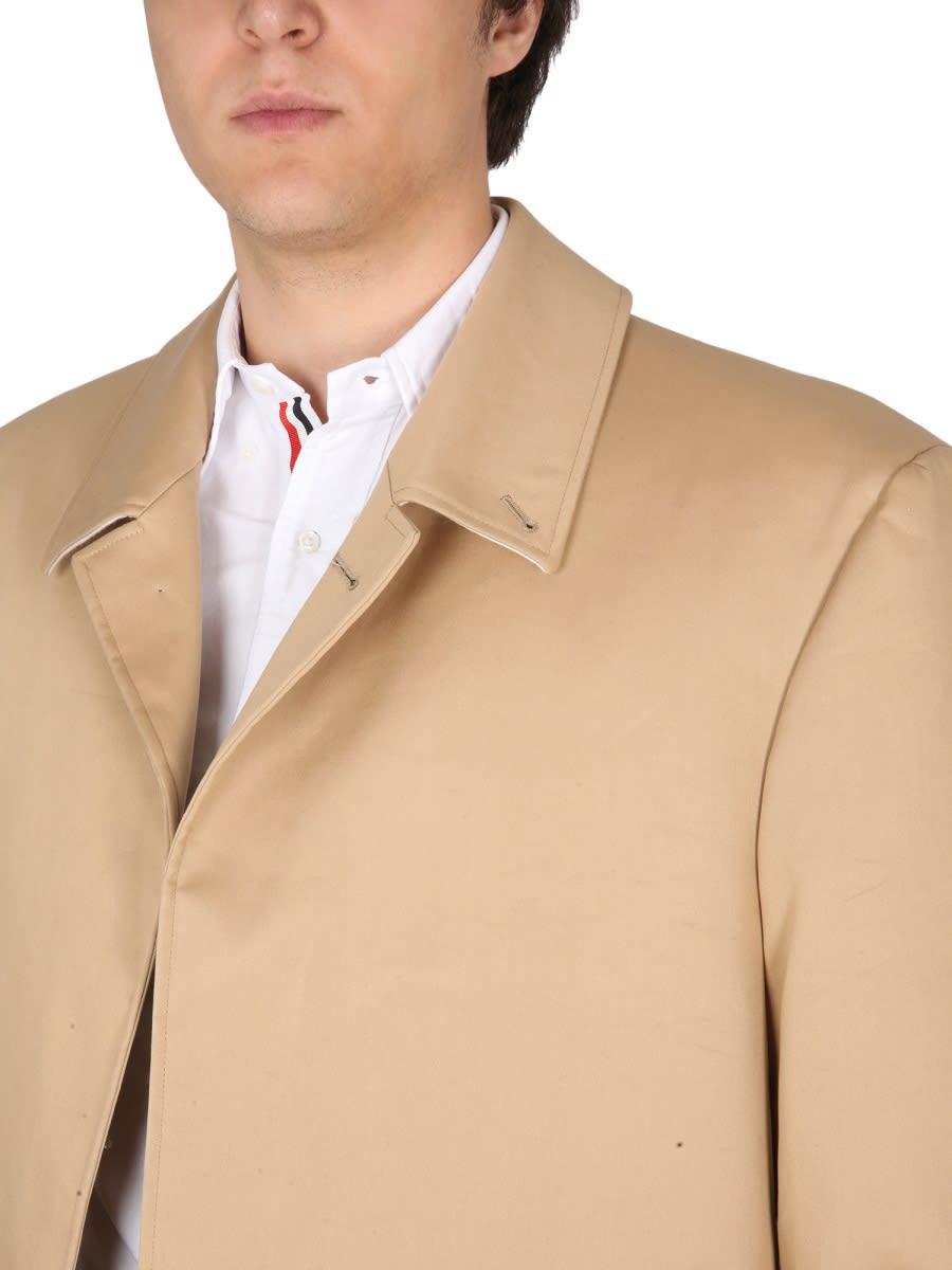 Thom Browne Cotton Coat With Notched Lapels And Back Vent In Brown
