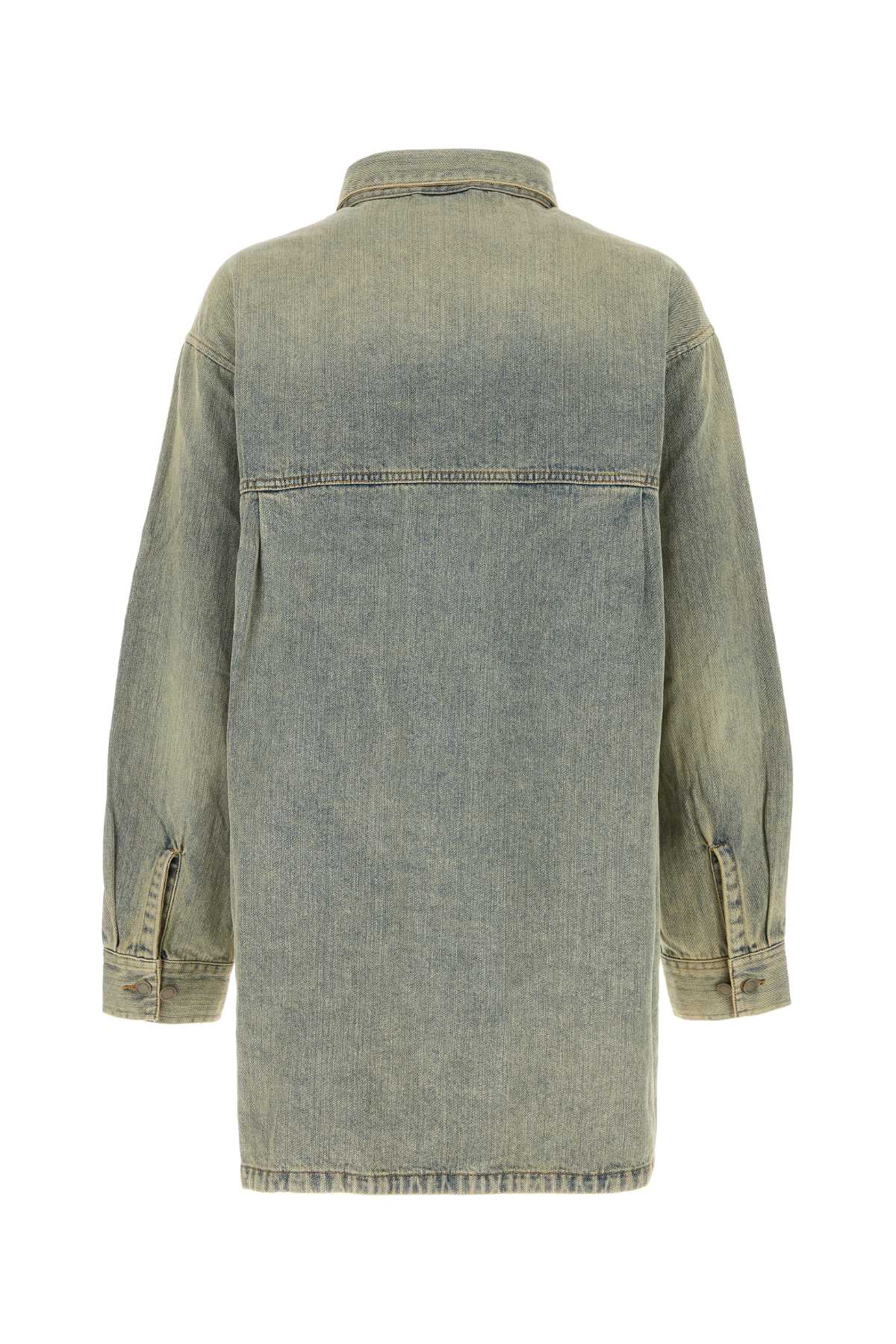 Entire Studios Mens Surface Wave Herculean Dipped-hem Vintage-wash Denim Shirt