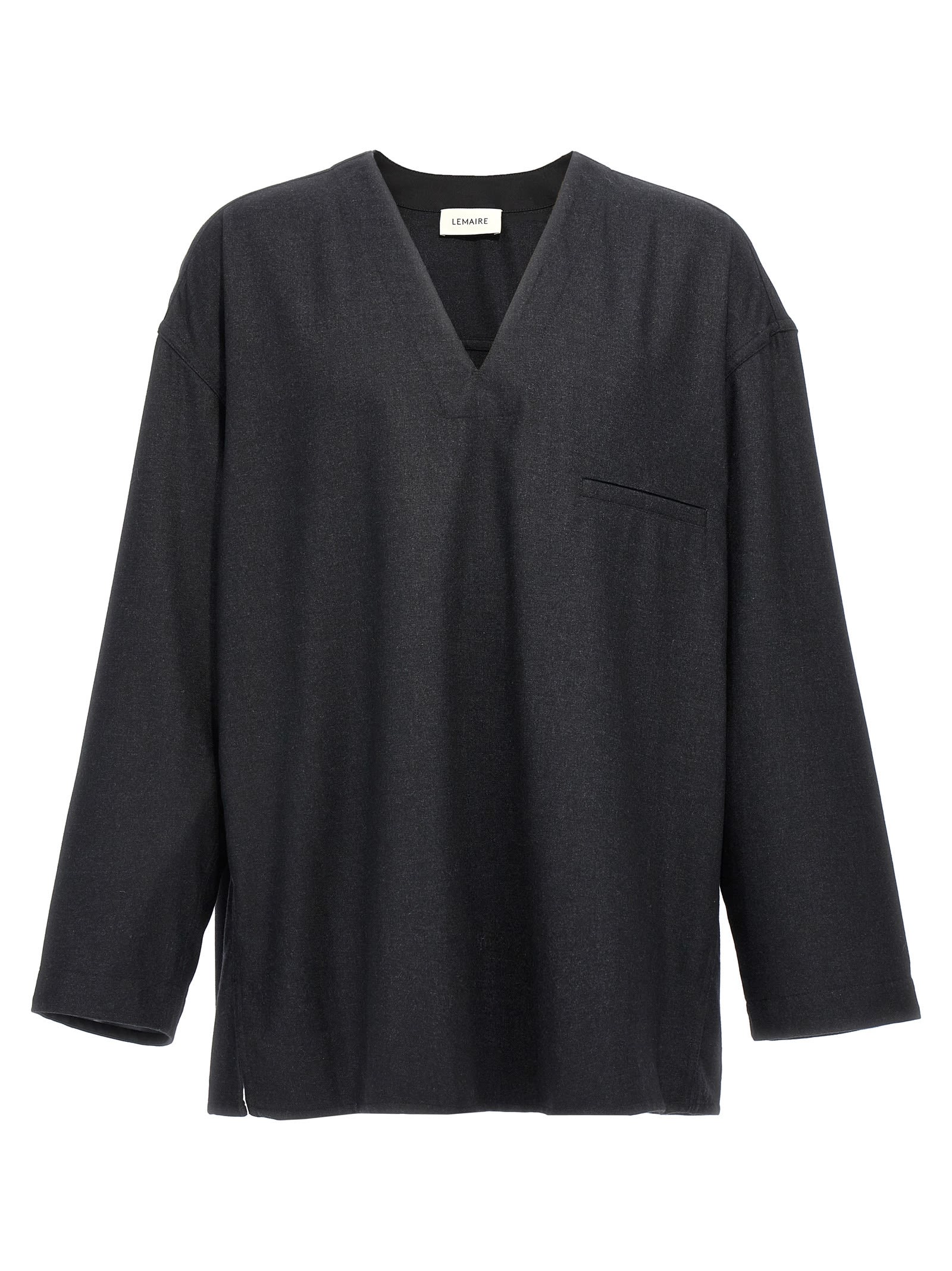 Shop Lemaire V Neck Smock Blouse In Gray