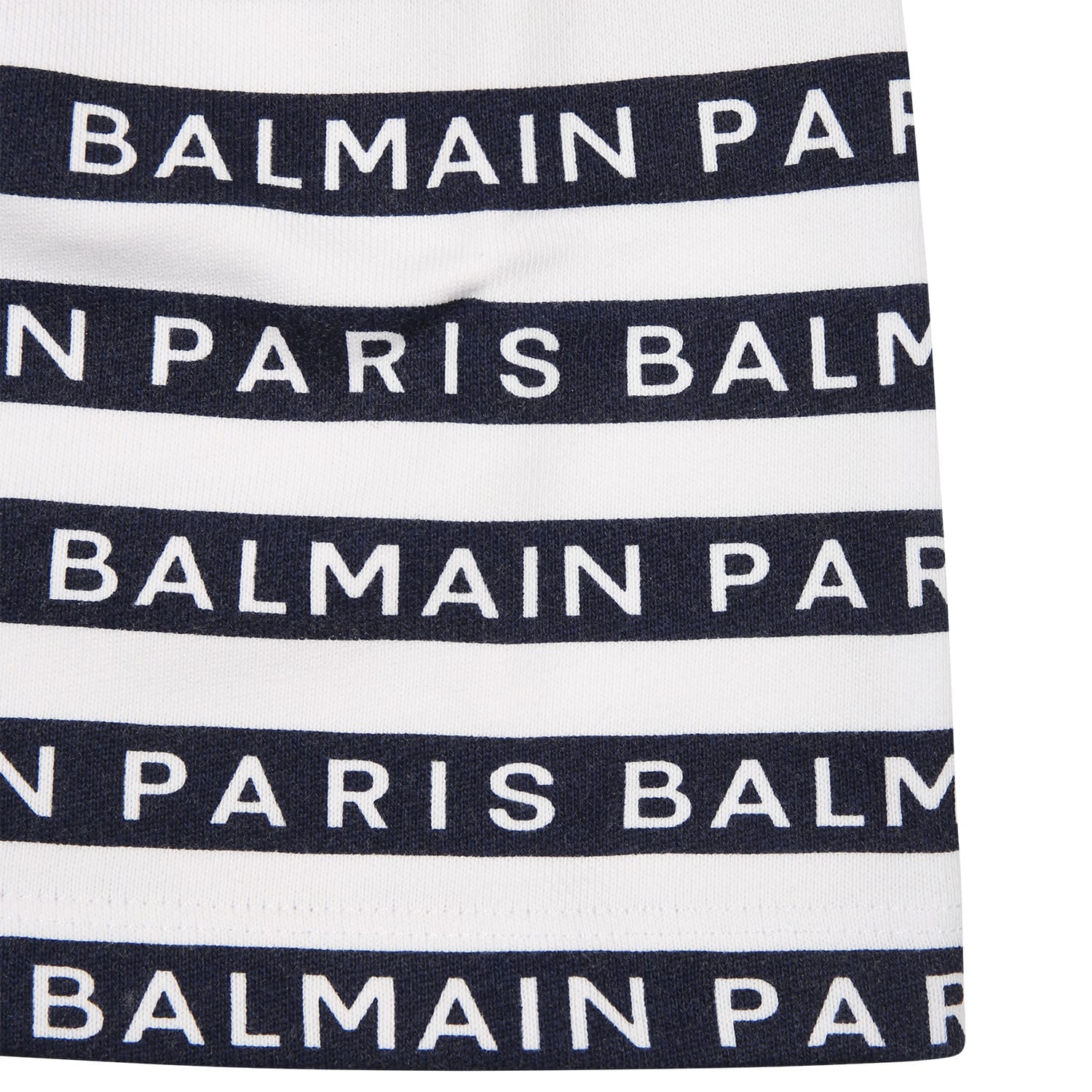 Shop Balmain White Skirt For Baby Girl With Blue Stripes And Logo
