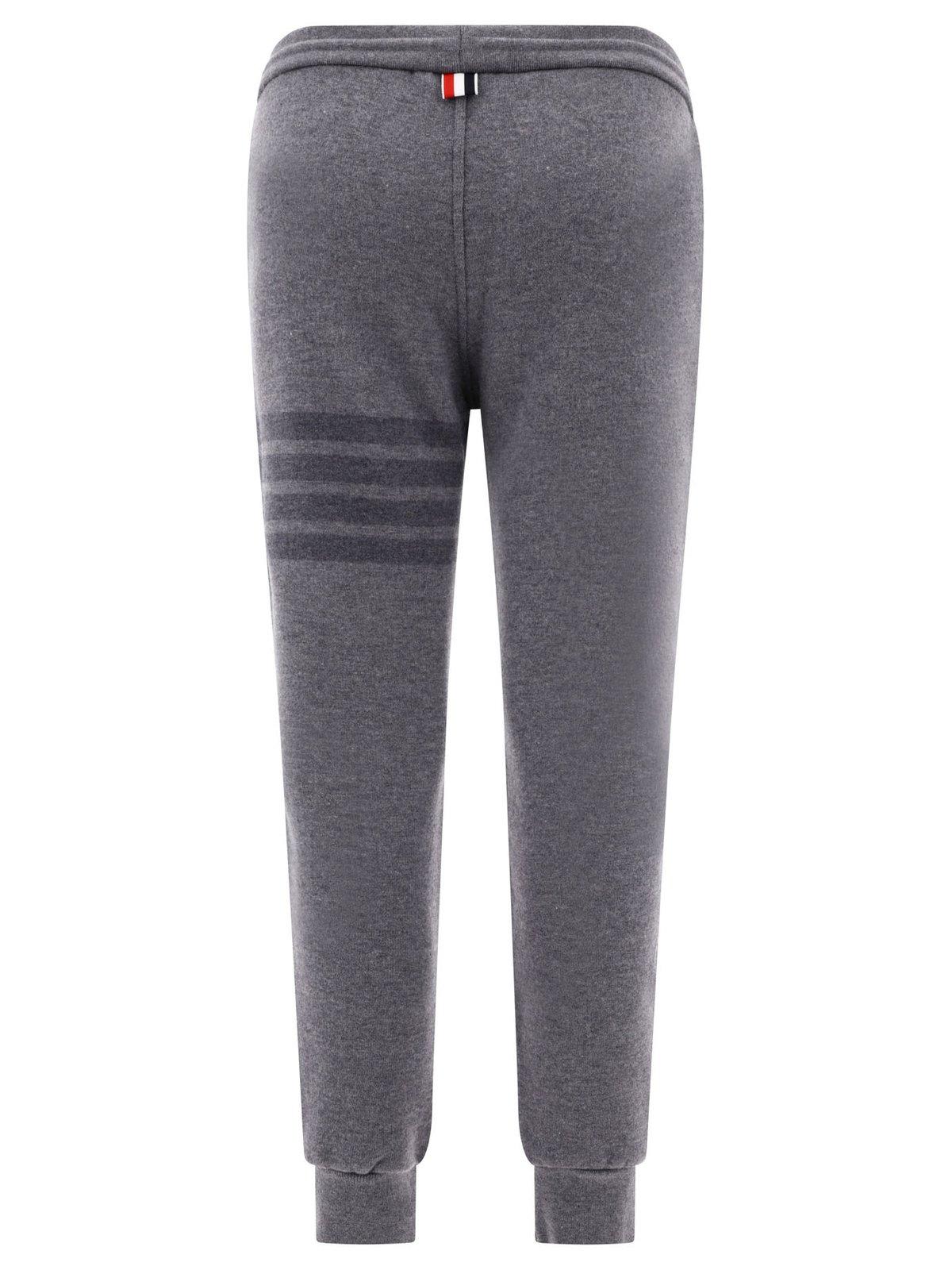 Shop Thom Browne 4-bar Drawstring Joggers In Lt Grey