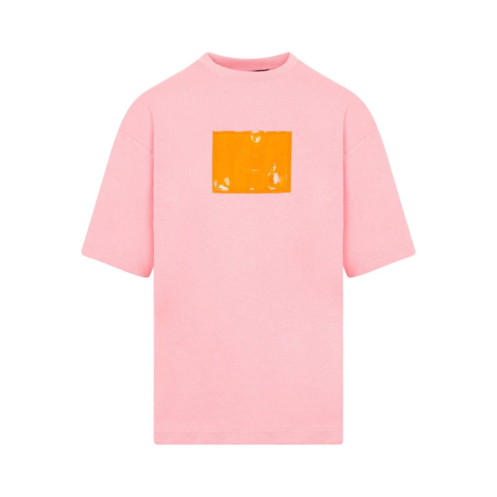 Shop Acne Studios Face Logo Patch Crewneck T-shirt In Pink