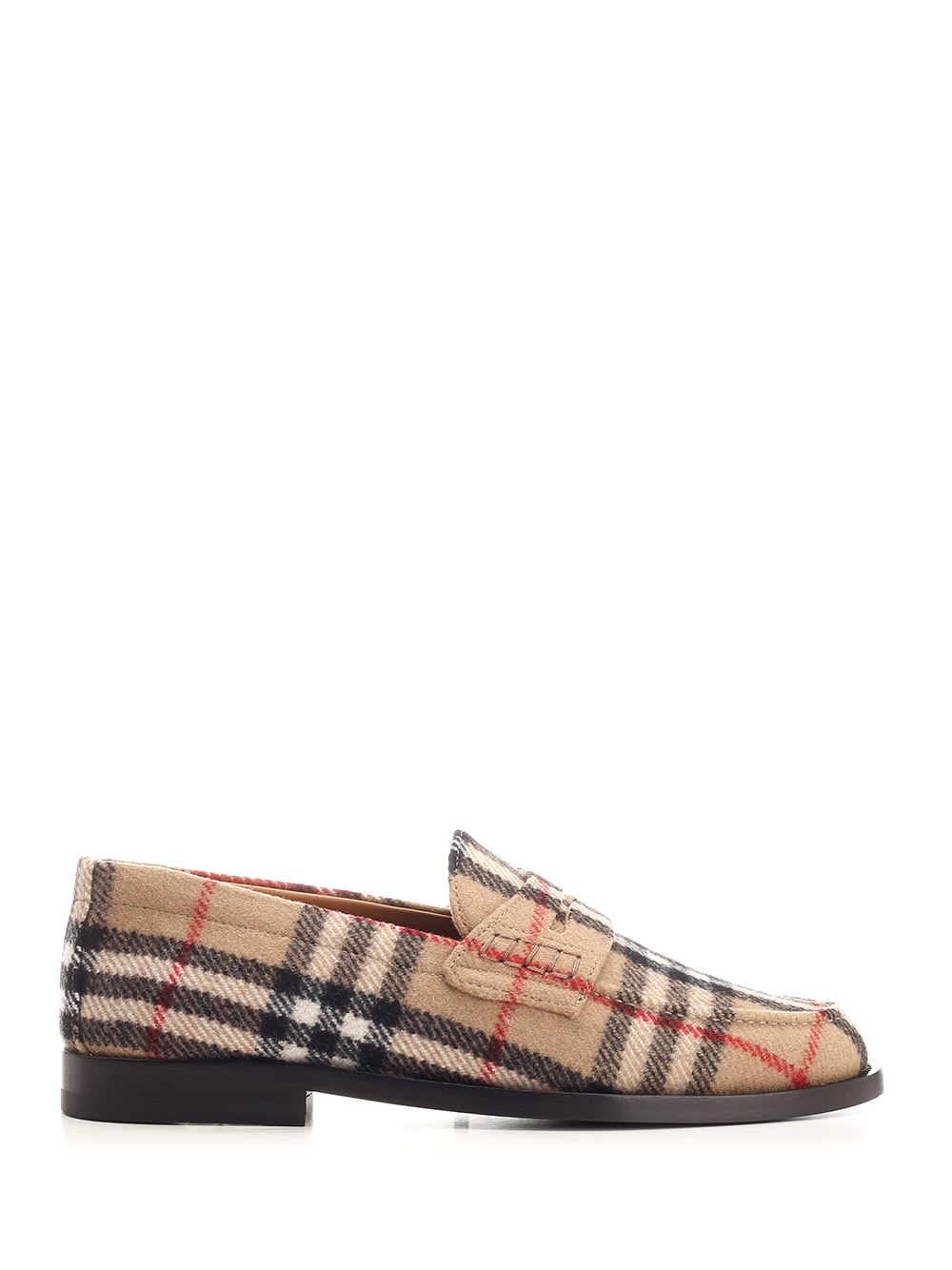 Shop Burberry Loafers In Felt In Beige