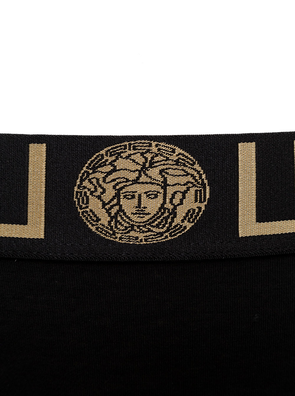 Shop Versace Mans Black Jersey Briefs With Logo Print