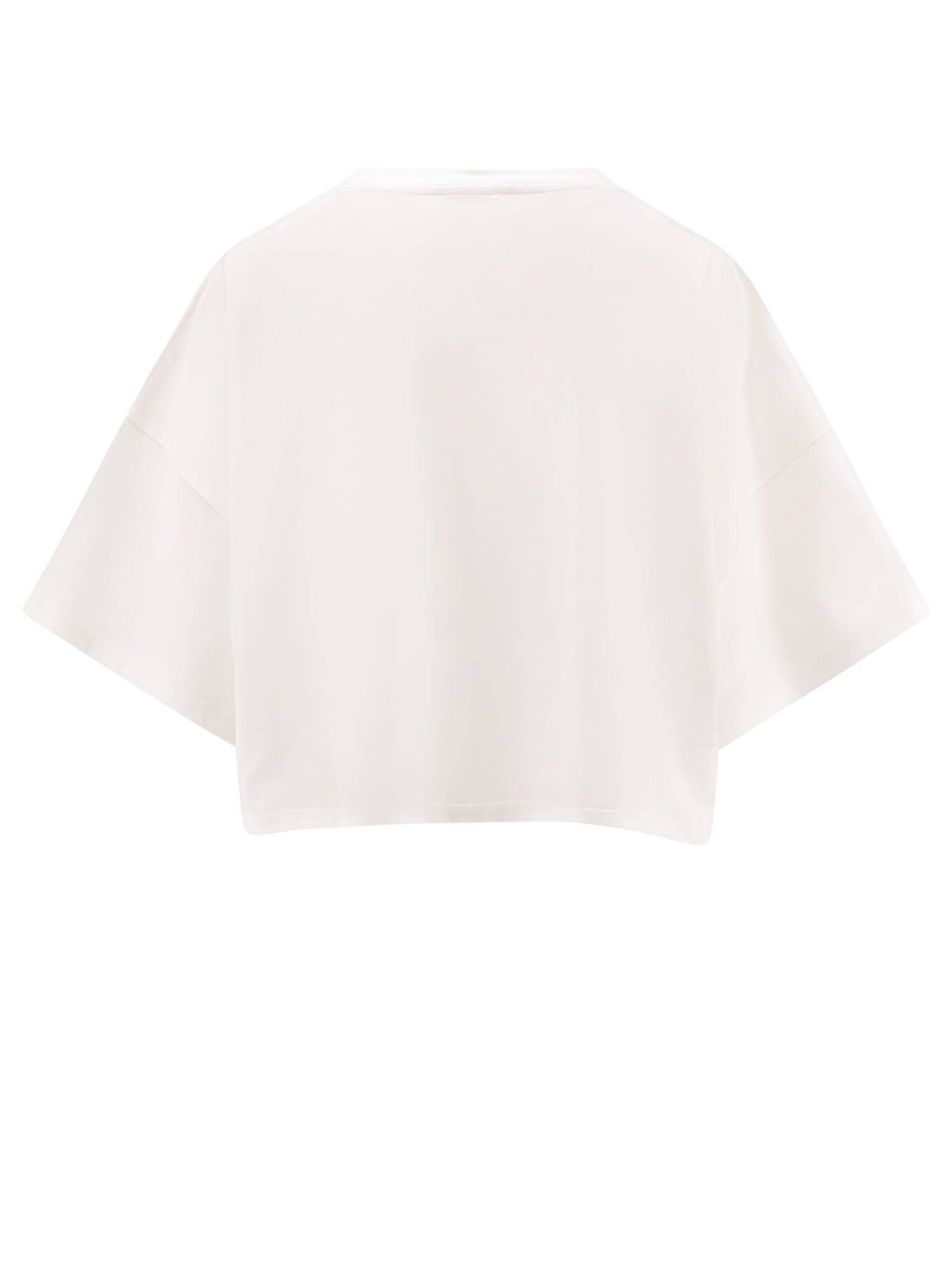 Chloé White Cropped T-shirt With Logo Lettering Print In Cotton Woman
