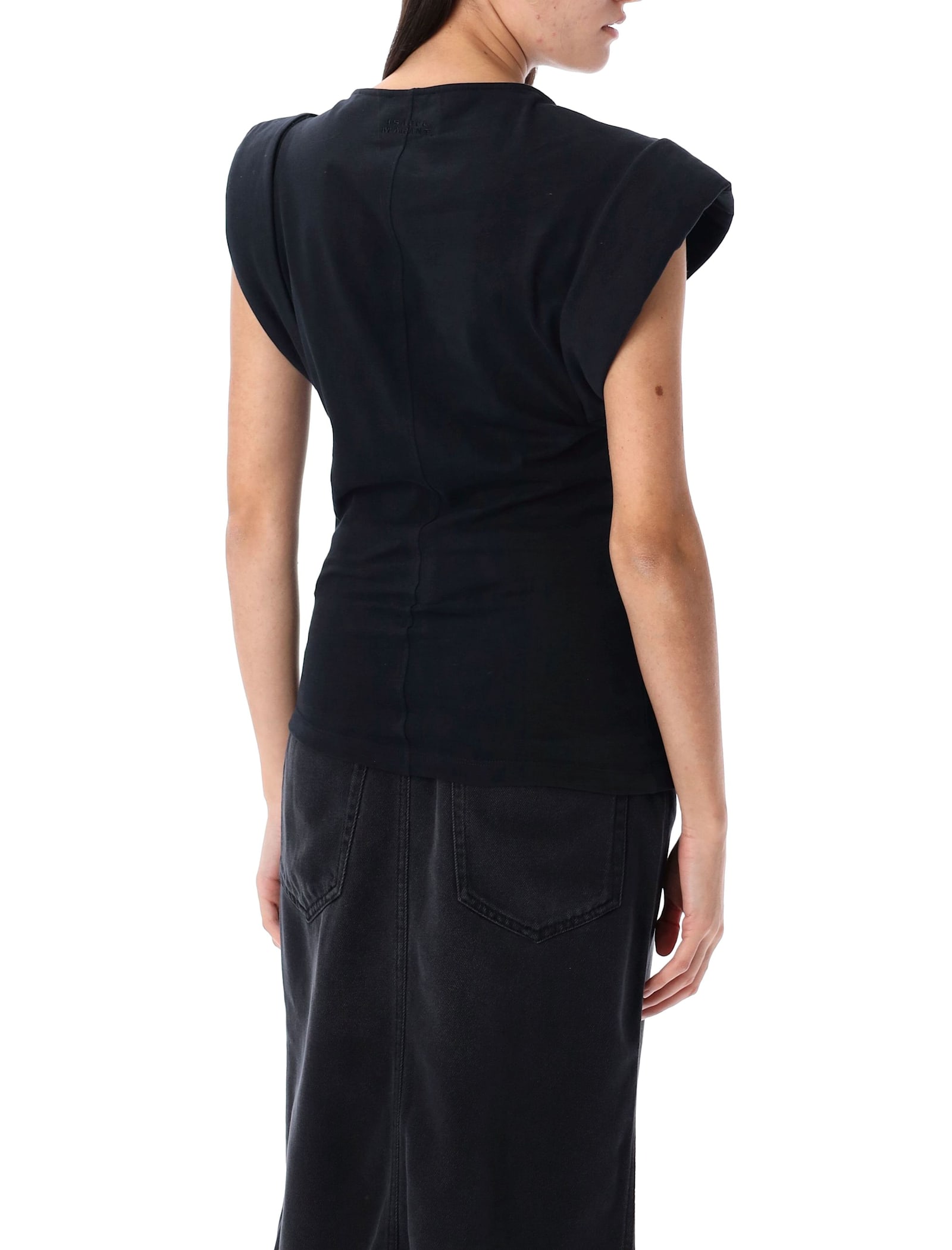 Isabel Marant Maisan Draped Cotton T-shirt Clothing In Black