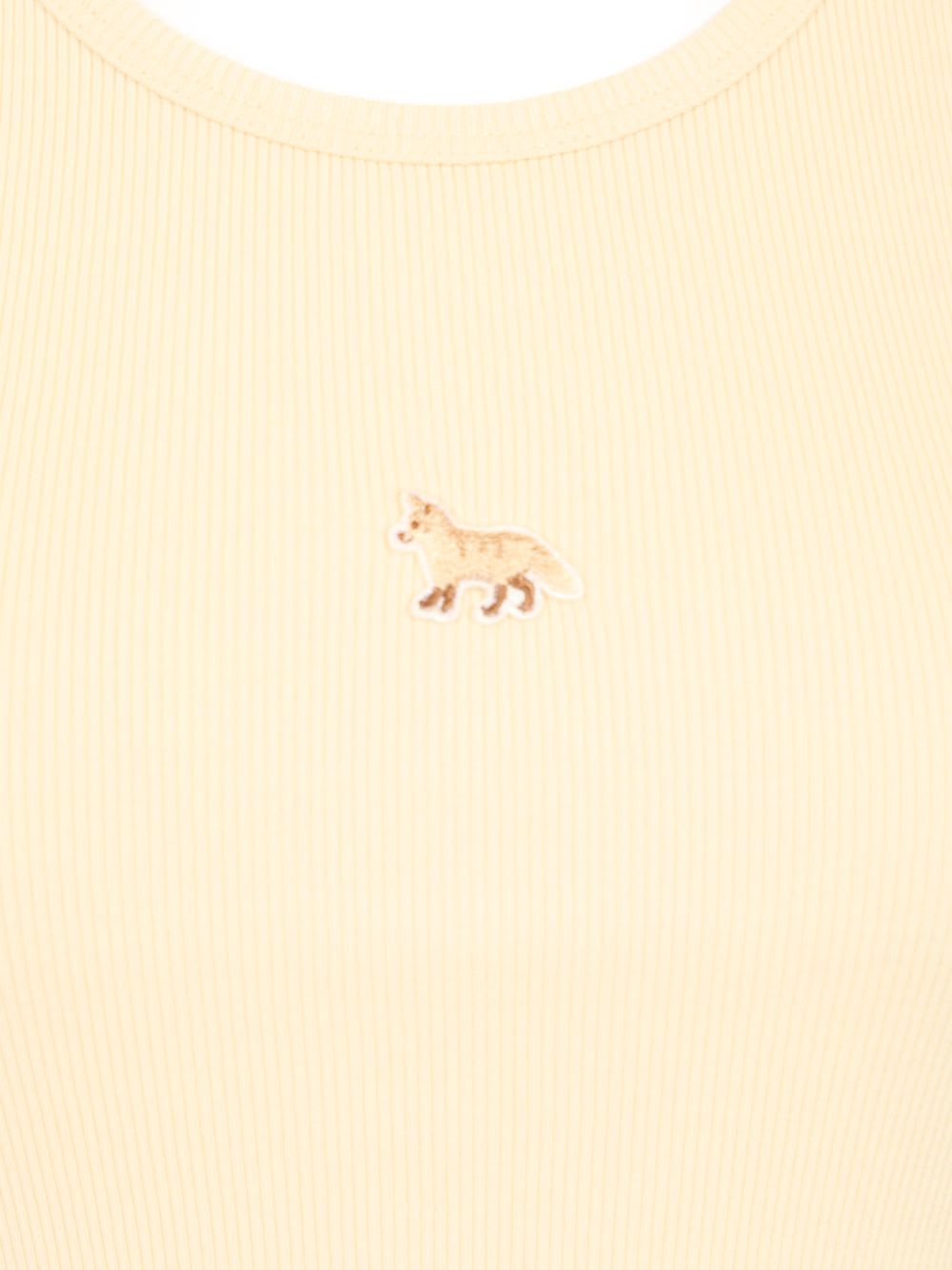 Shop Maison Kitsuné Ribbed Tank Top In Beige