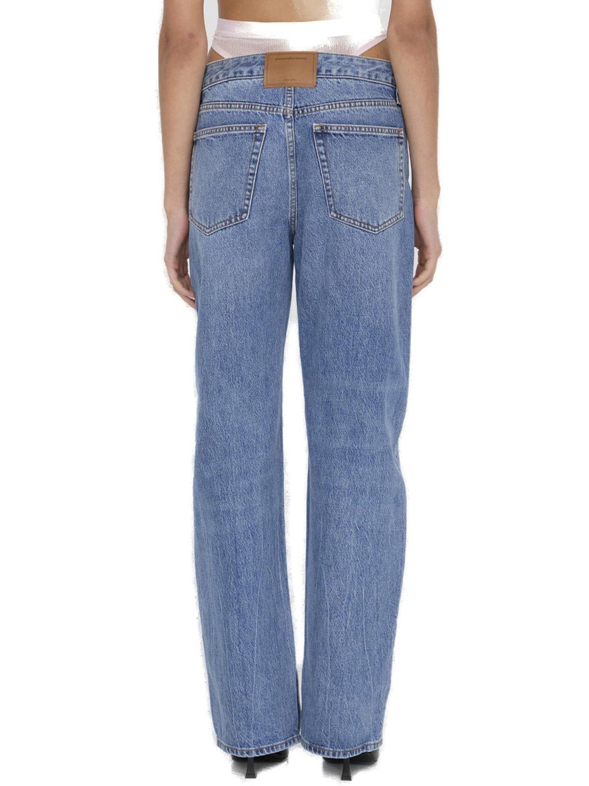 Shop Alexander Wang Layered Underwear Straight-leg Jeans