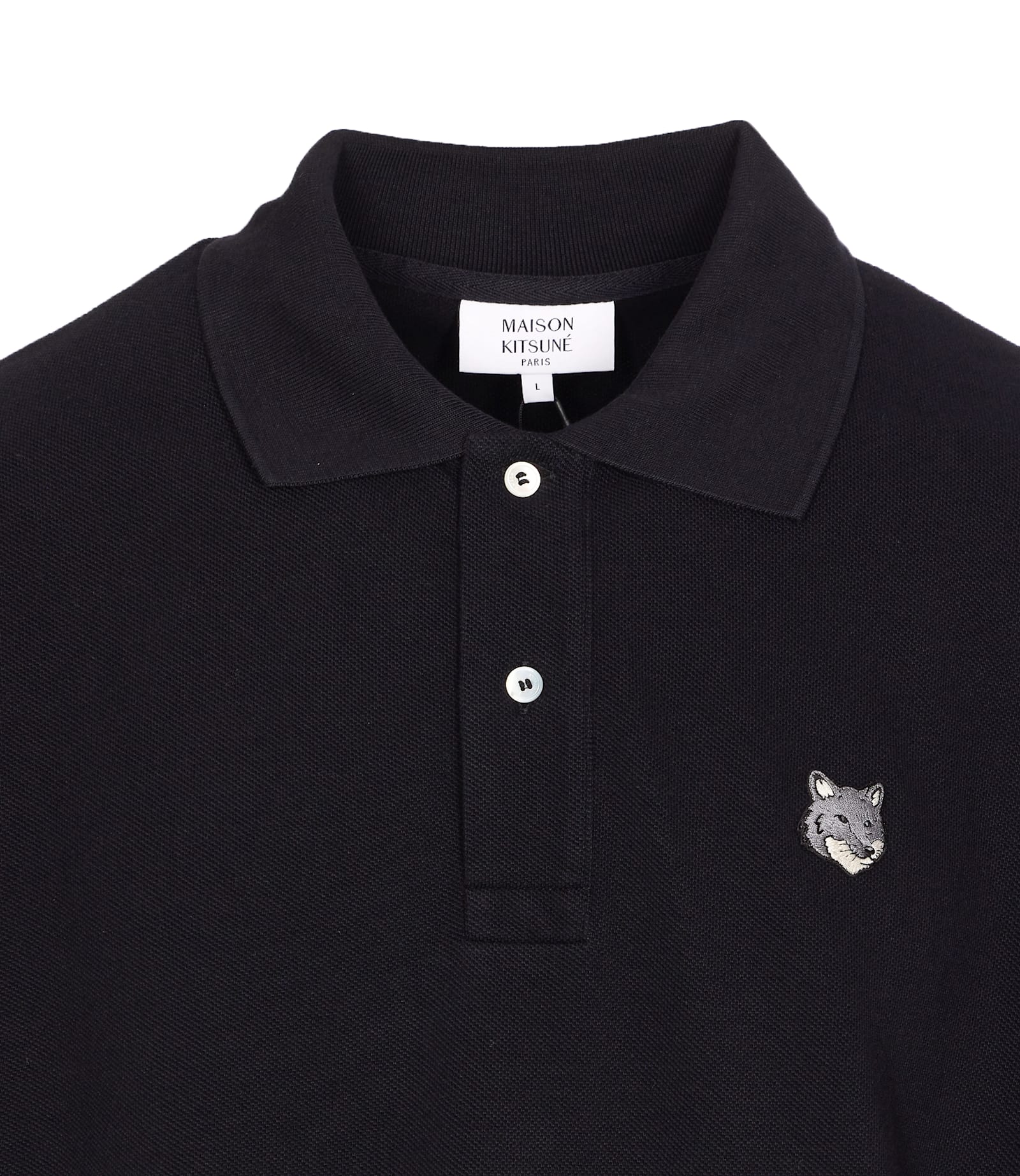 Maison Kitsuné Polo Shirt With Short Sleeves And Collar In Black