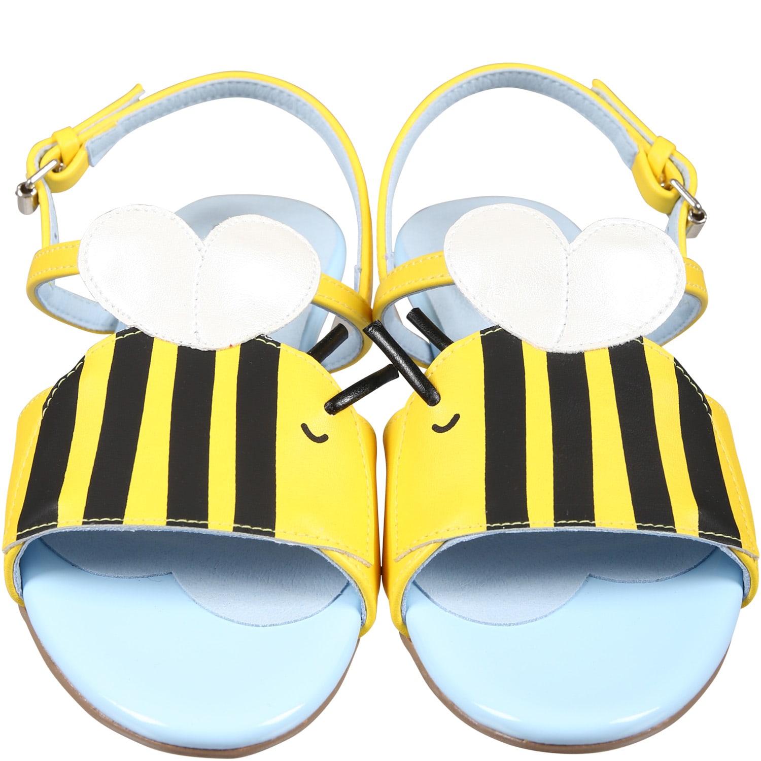 Shop Stella Mccartney Yellow Sandals For Girl With Bees