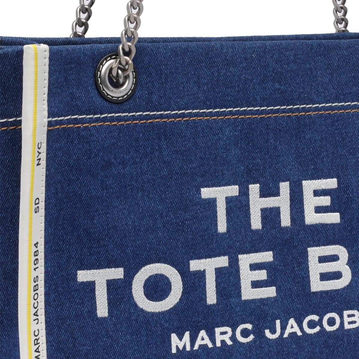 Shop Marc Jacobs The Denim Chain Medium Tote Bag In Blue