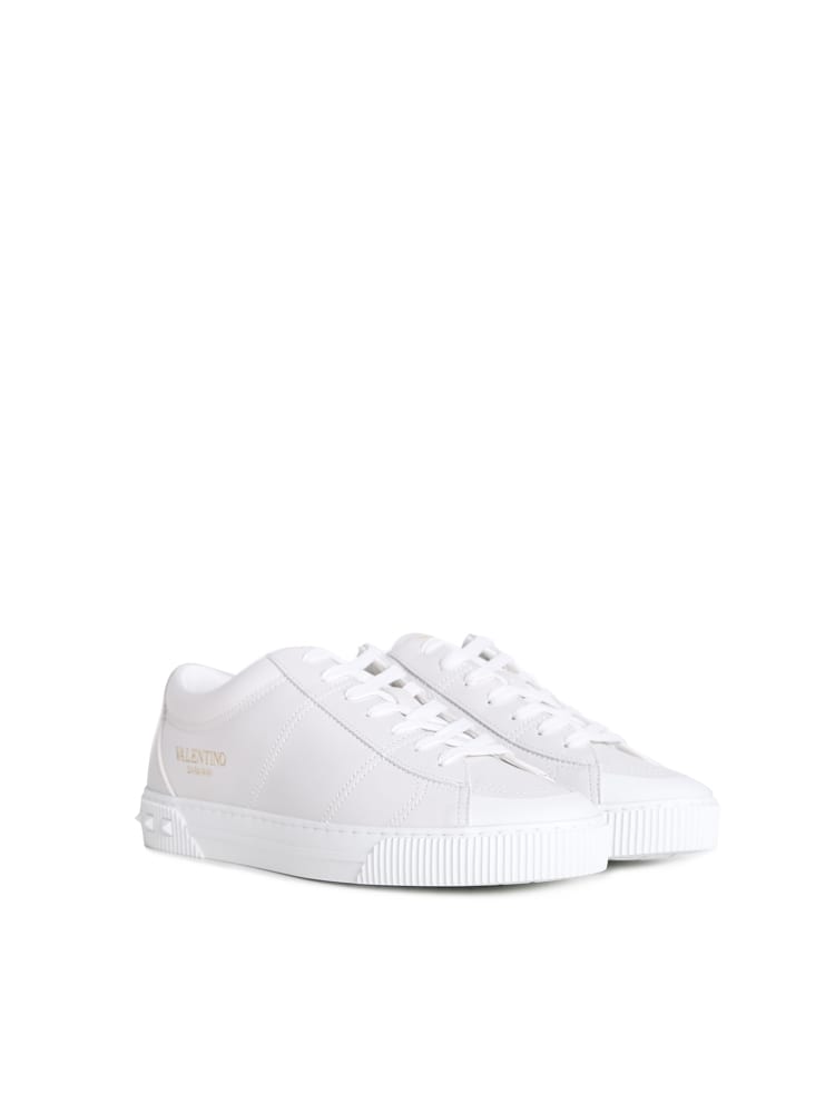 Shop Valentino Sneakers With Rockstud Details In Bianco/bianco