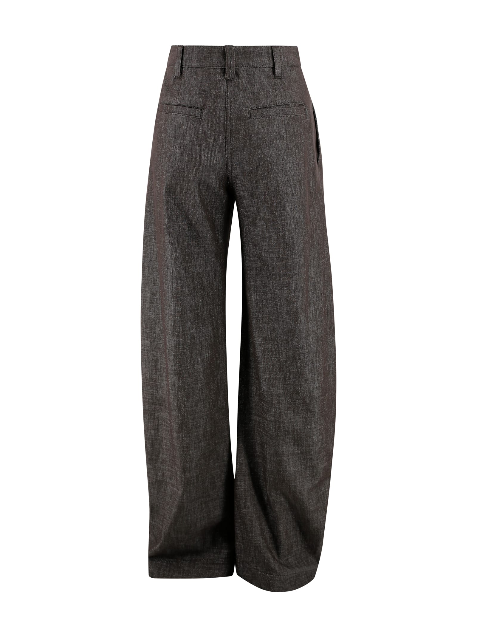 Brunello Cucinelli Loose Curved Pants In Brown