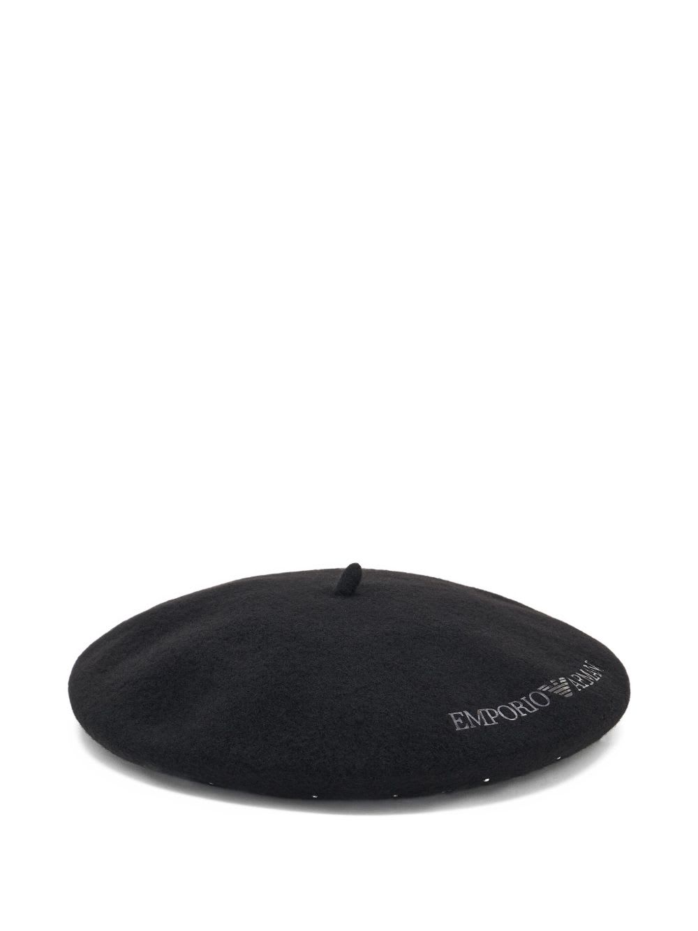 Emporio Armani Round Wool Hat Embellished Design In Black