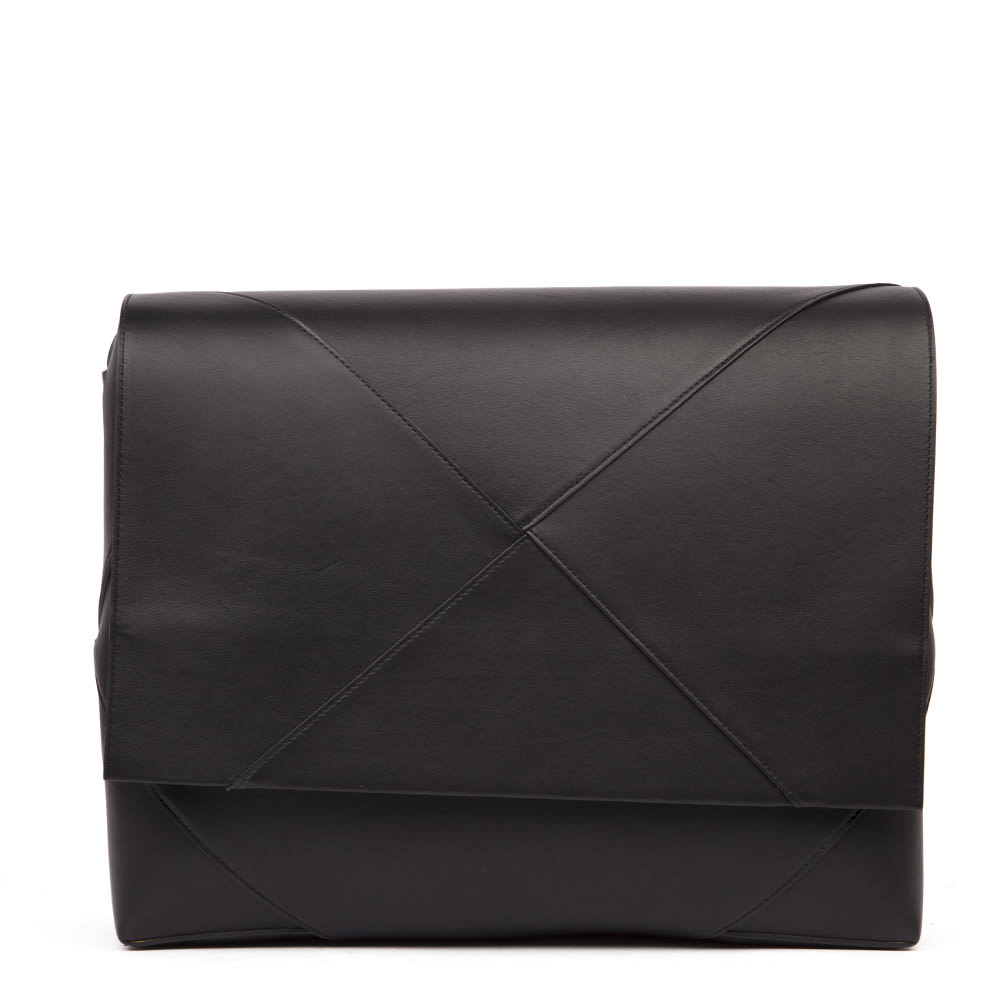 Bottega Veneta Black Calf Leather Messenger Bag