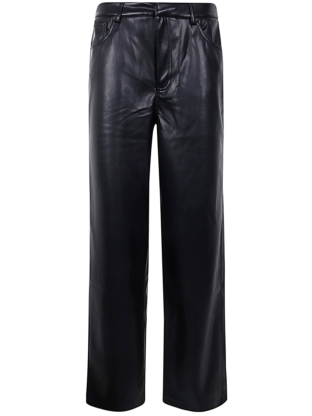 Shop Rotate Birger Christensen Wide Leg 5 Pocket Pants In Black