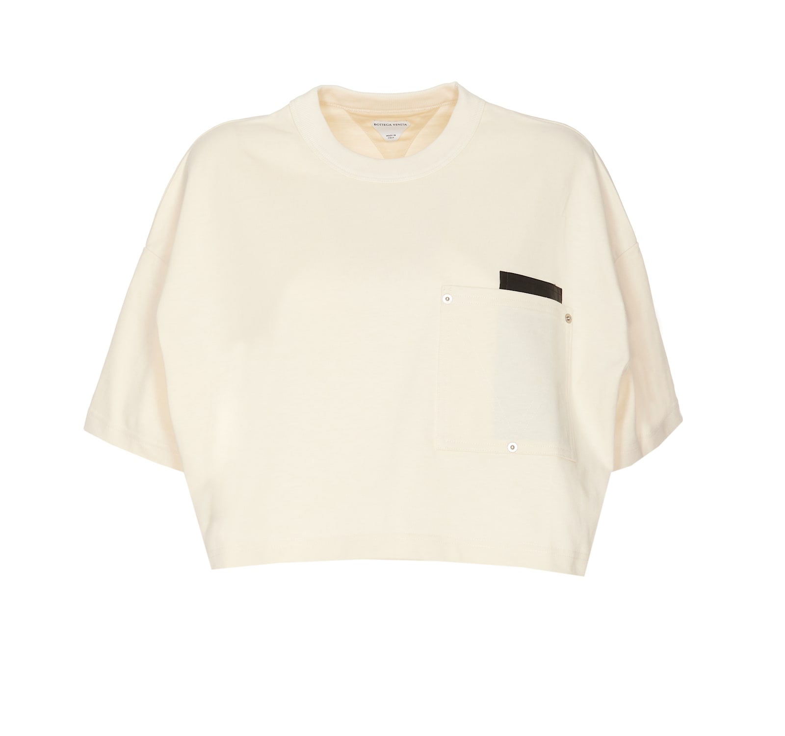 Shop Bottega Veneta Cropped T-shirt With V-pocket In White