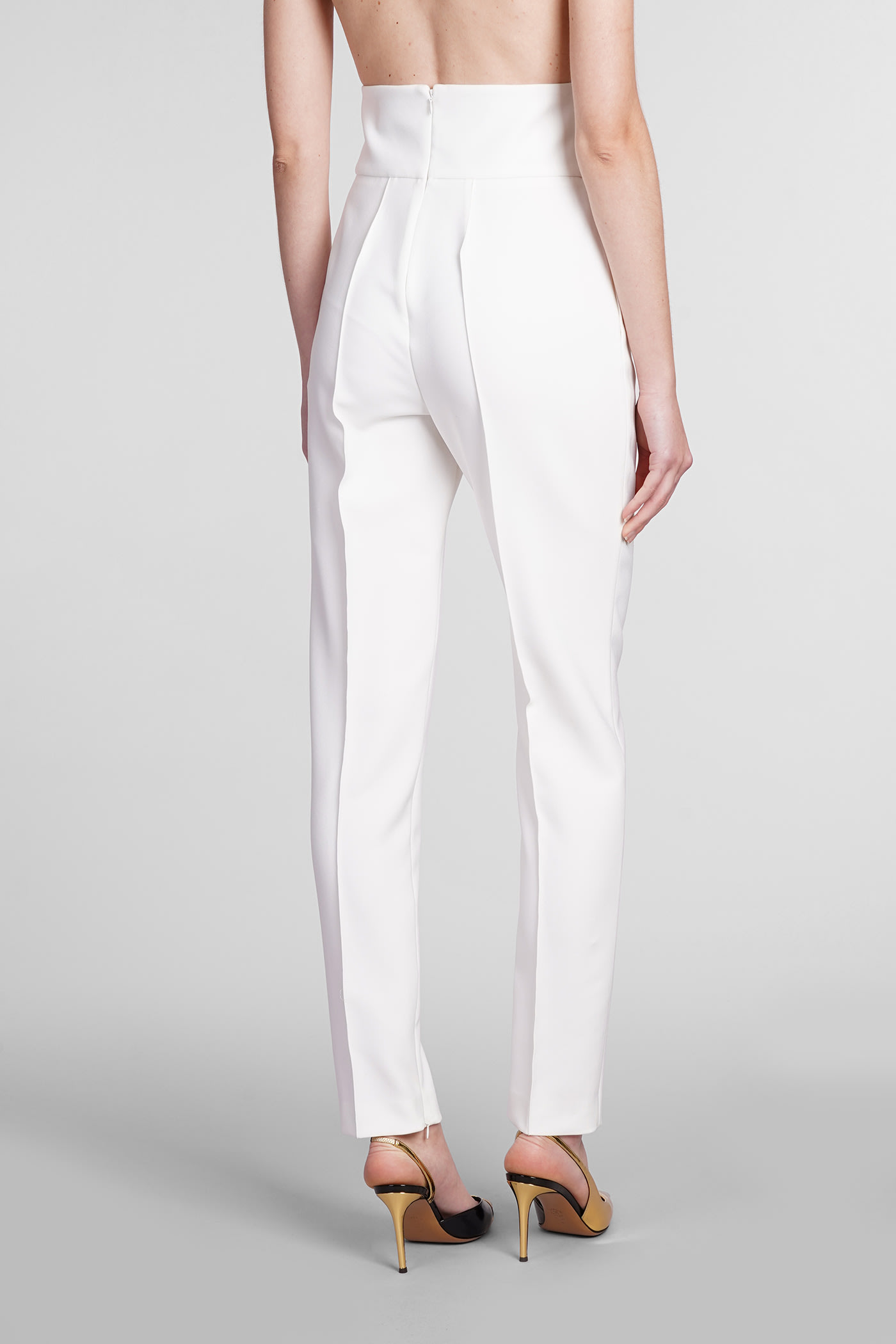 Shop Alexandre Vauthier Pants In White Polyester