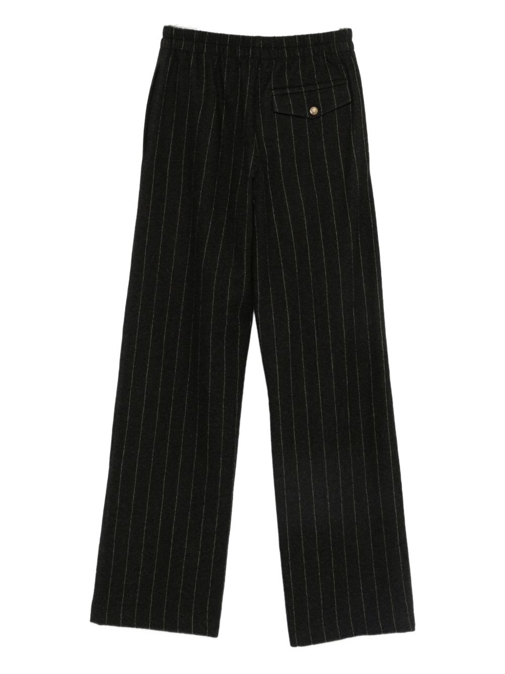 Alysi Wide-leg Striped Casual Pants In Black