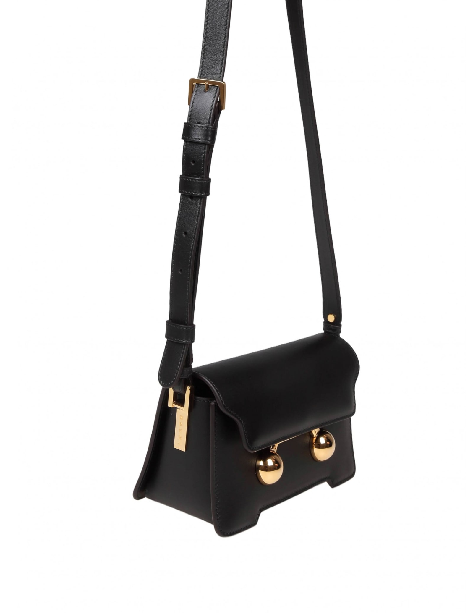 Shop Marni Trunkaroo Mini Shoulder Bag In Black Leather