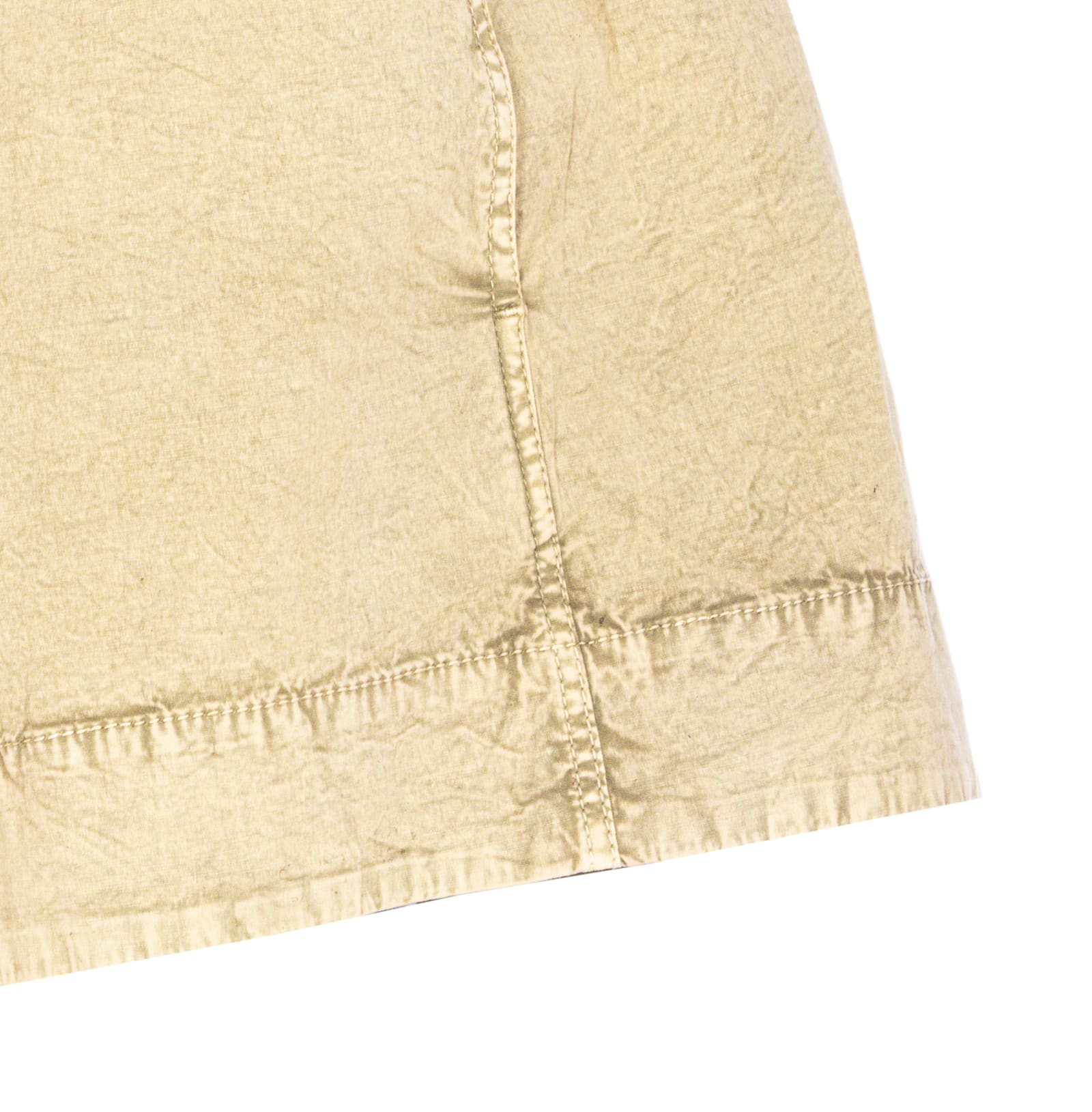 Ganni Elastic Waistband Textured Fabric Shorts In Green