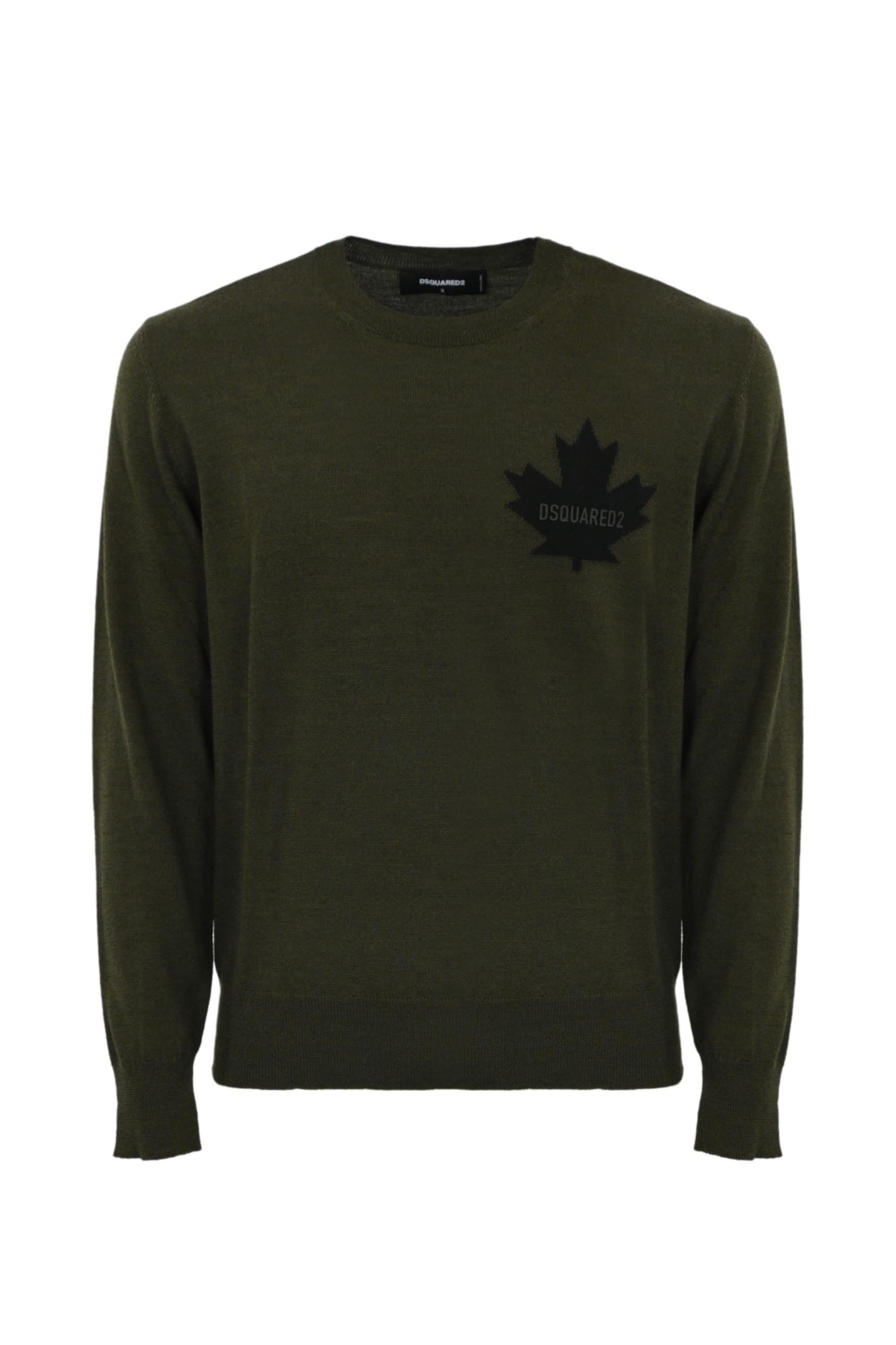 Shop Dsquared2 D2 Leaf Pullover In Wool In Military Green