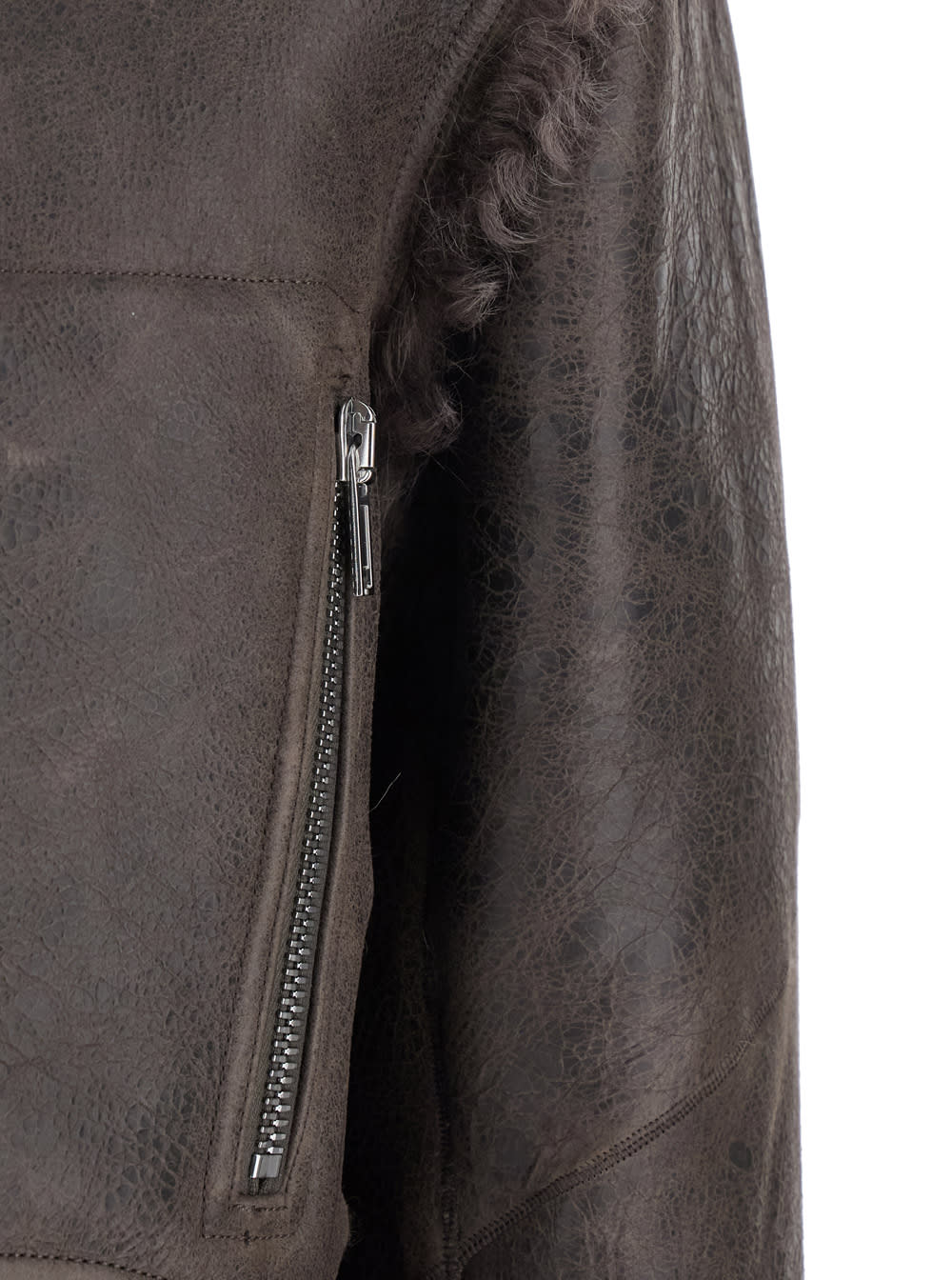Rick Owens Brown Jacket With Reversible Design And Asymmetric Hem In Leather Woman In Gray