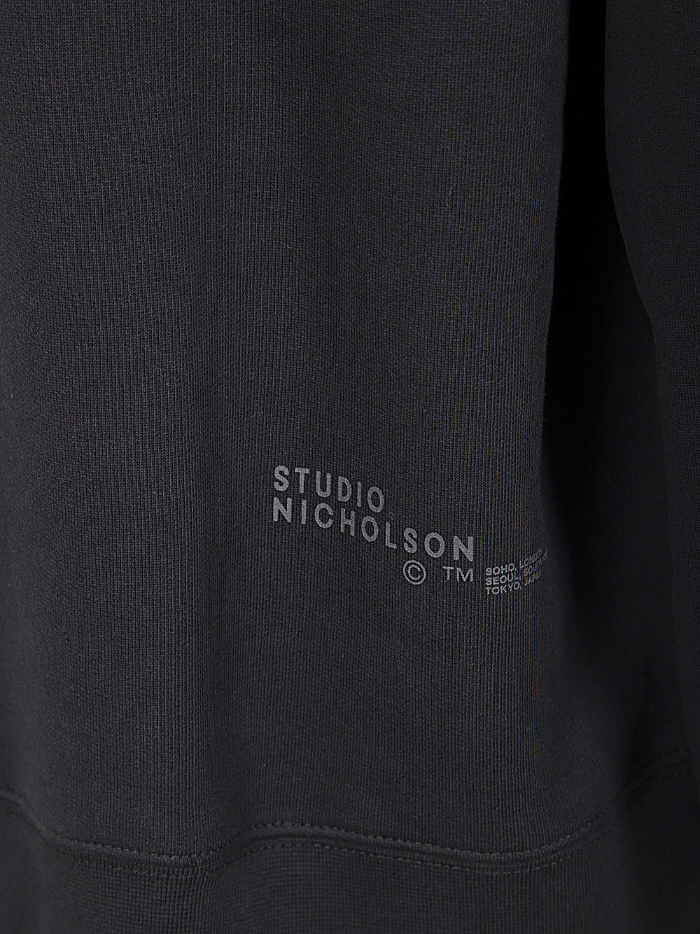 Shop Studio Nicholson Fleece Back Jersey Crew Neck With Logo In Darkest Navy Logo