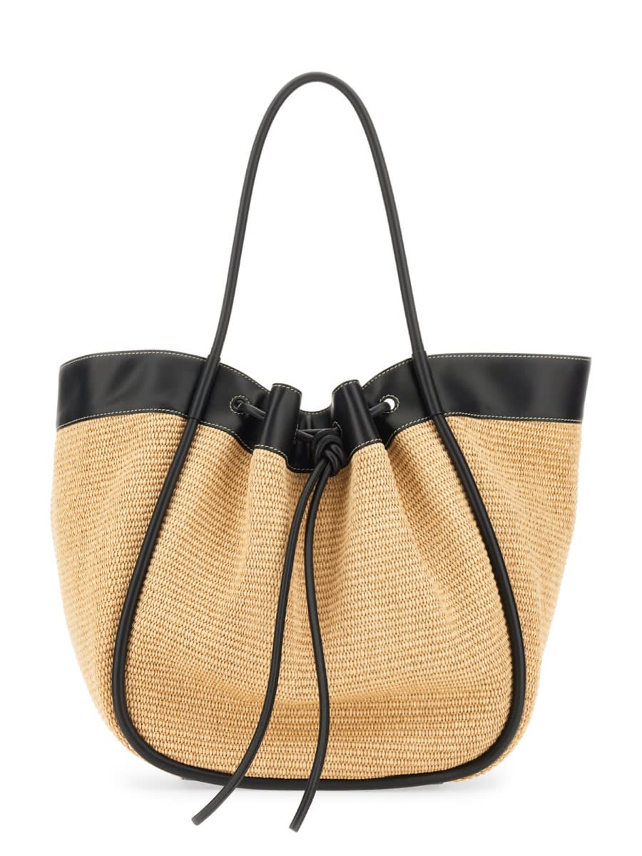 Proenza Schouler Large Ruffled Tote Bag With Woven Texture In Nude