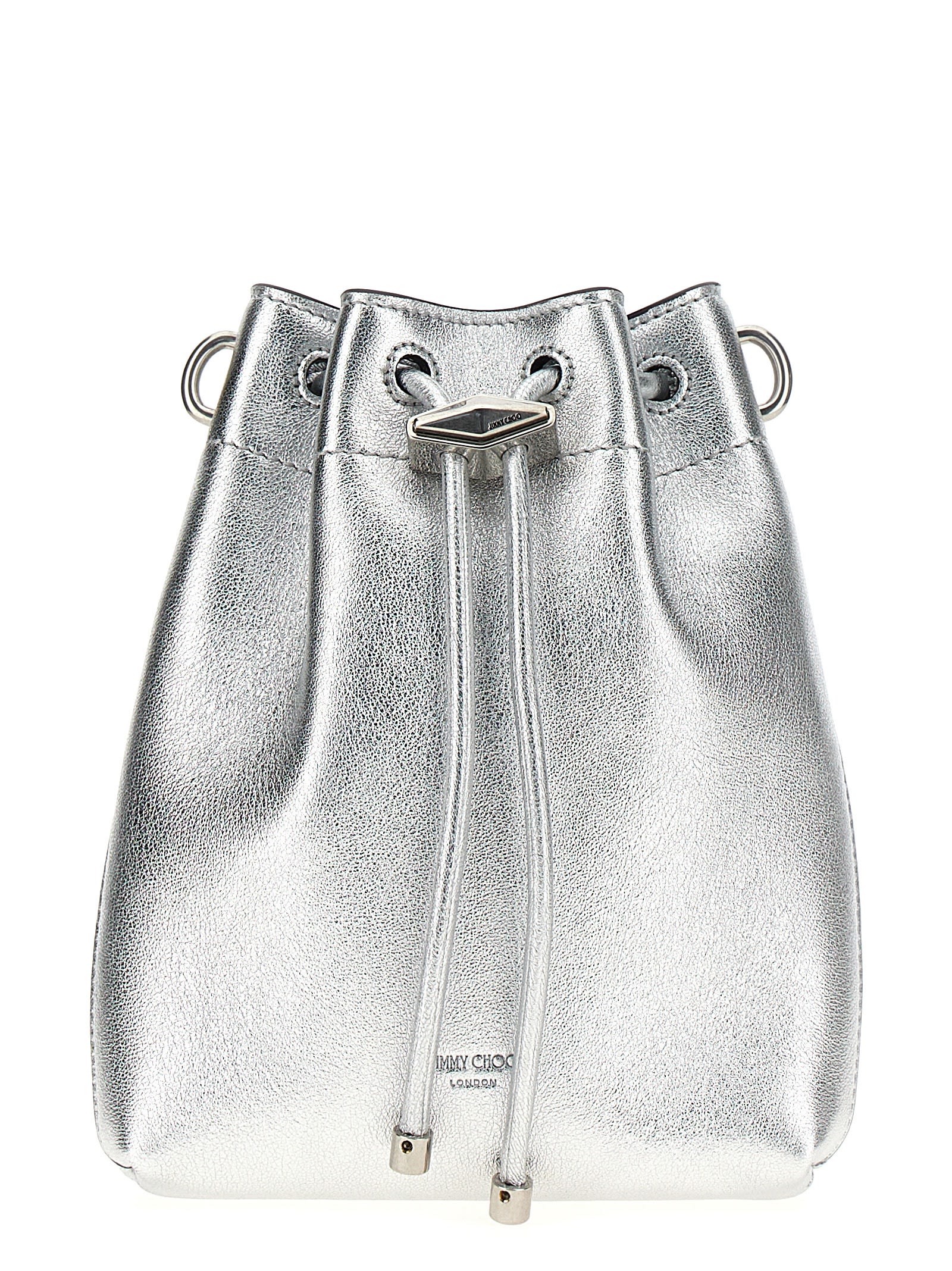 Shop Jimmy Choo Bon Bon Bucket Bag In Silver