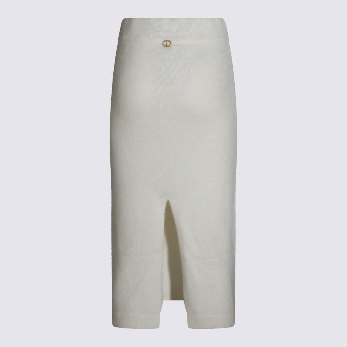 Twinset Ribbed Knit Skirt In White