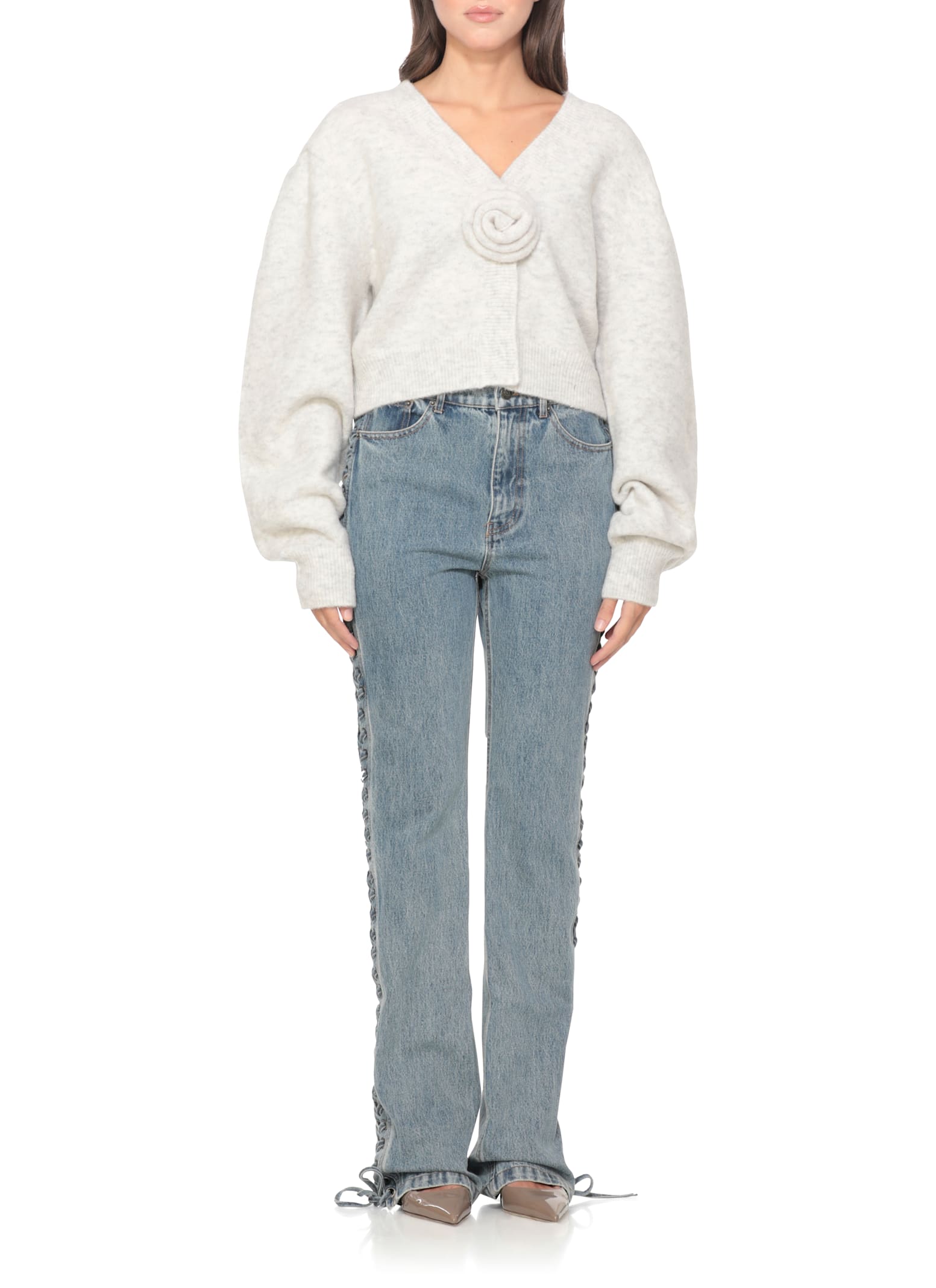 Rotate Birger Christensen Alpaca And Wool Cardigan In White