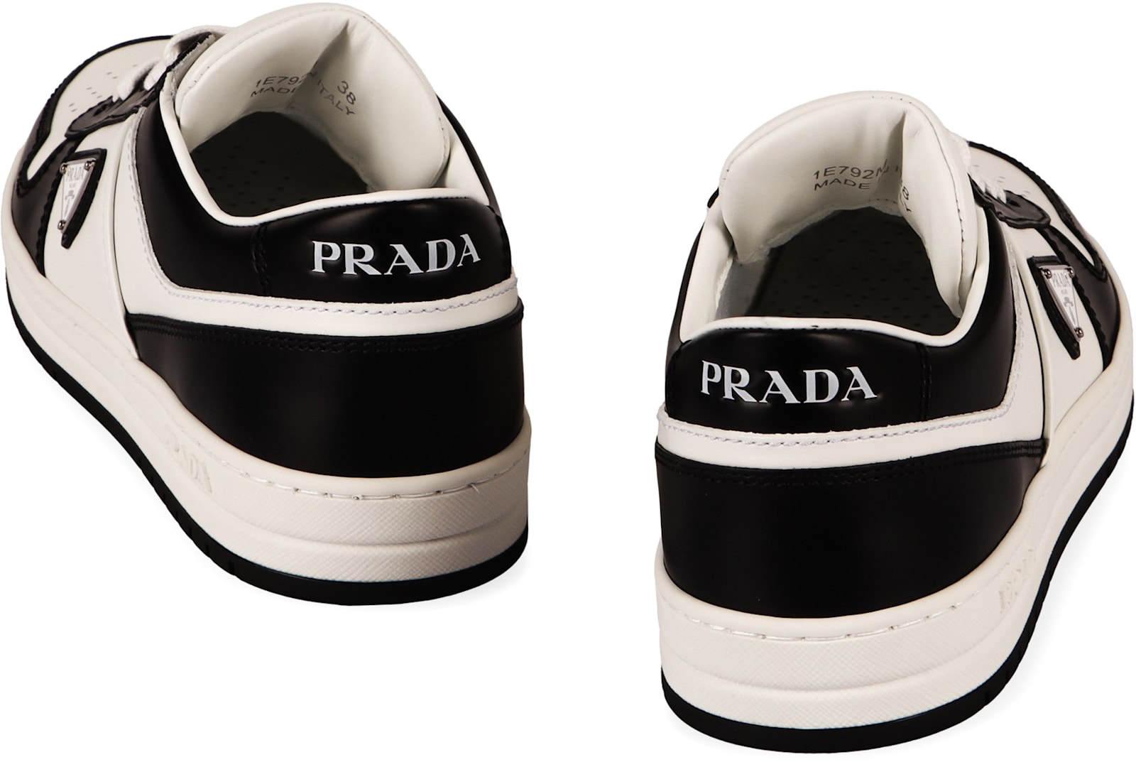 Shop Prada Downtown Leather Low-top Sneakers In White