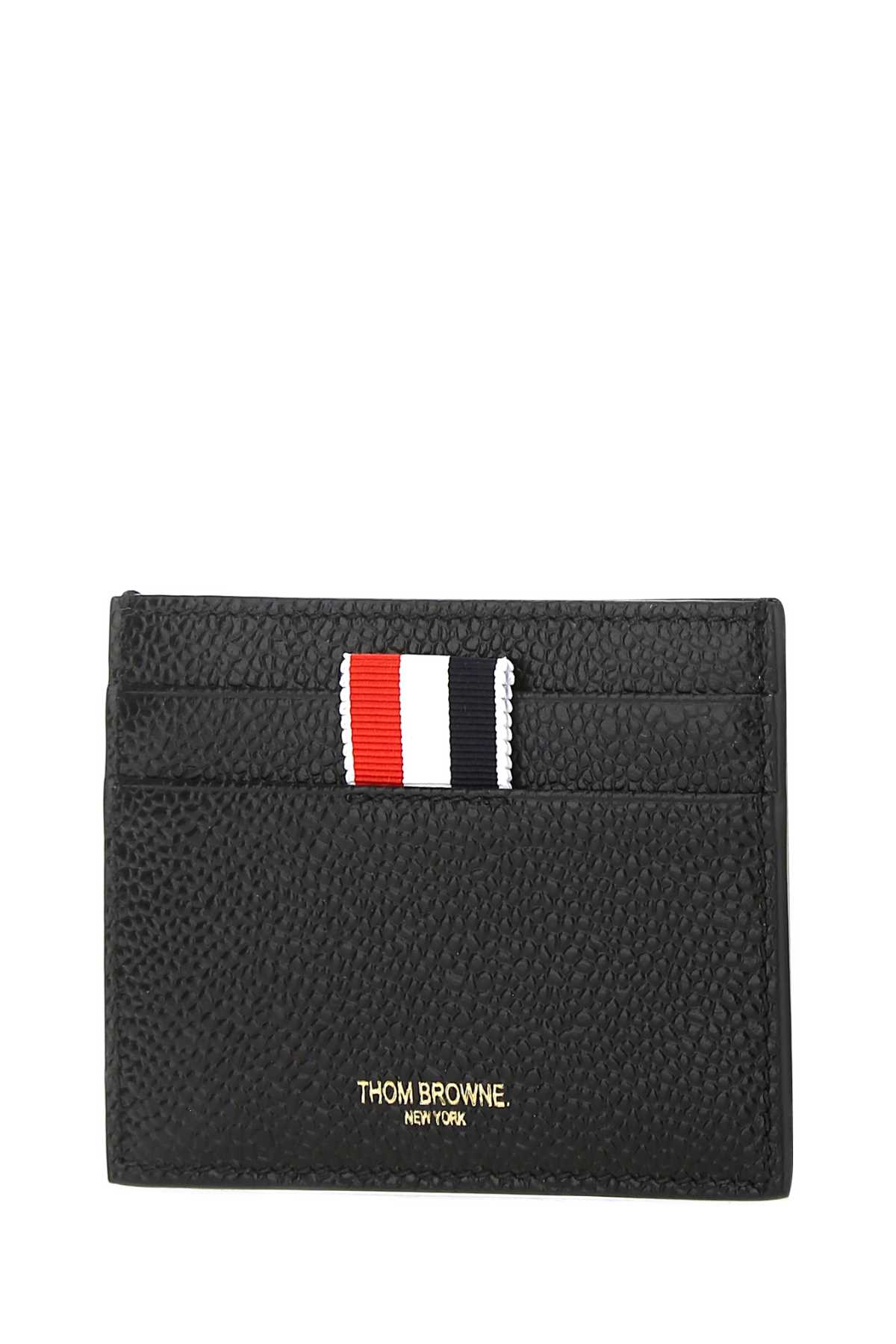Shop Thom Browne Black Leather Card Holder In 001