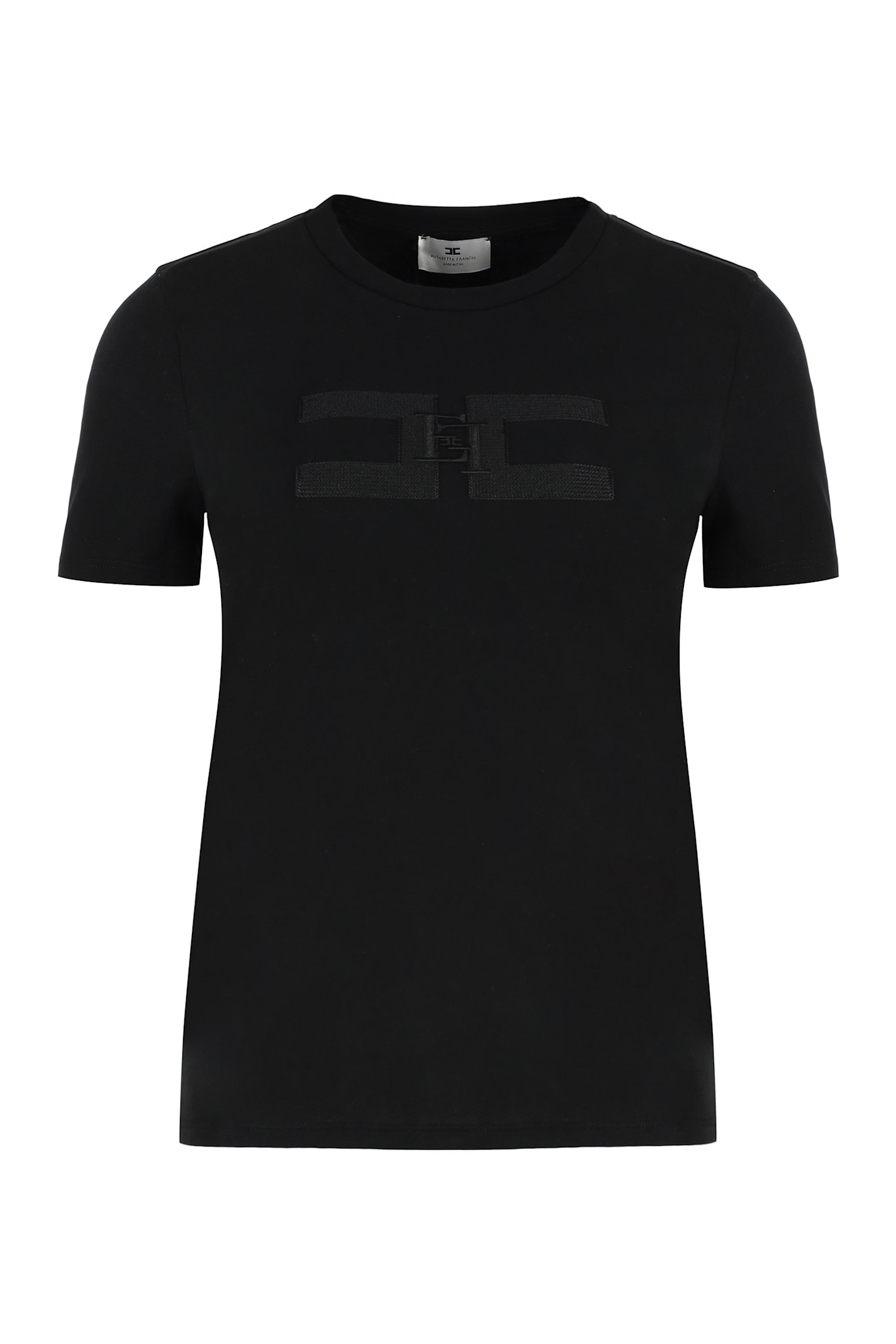Elisabetta Franchi Short-sleeved T-shirt With Classic Crew Neck In Black