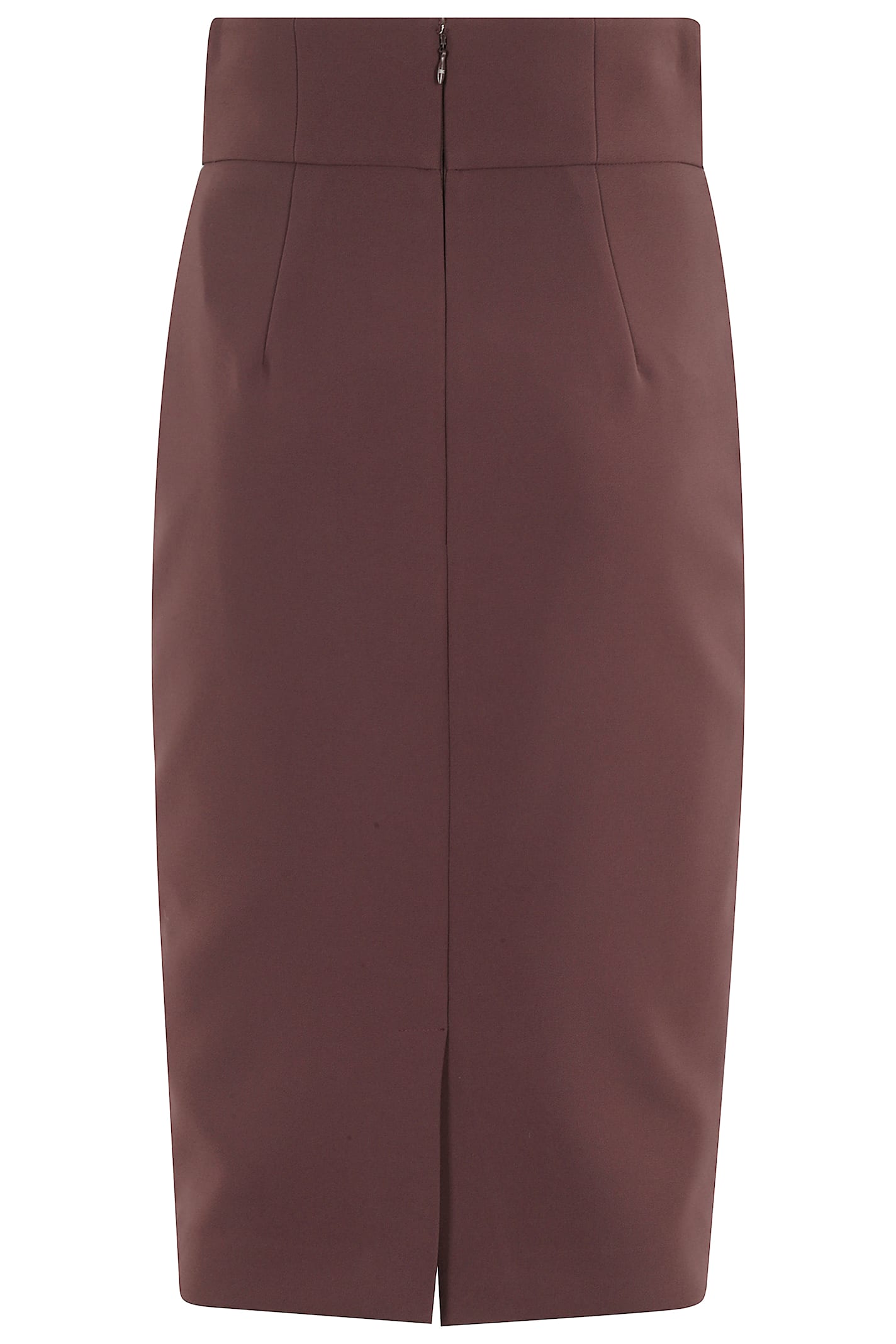 Elisabetta Franchi Merlot Midi Skirt With Front Zip In Brown