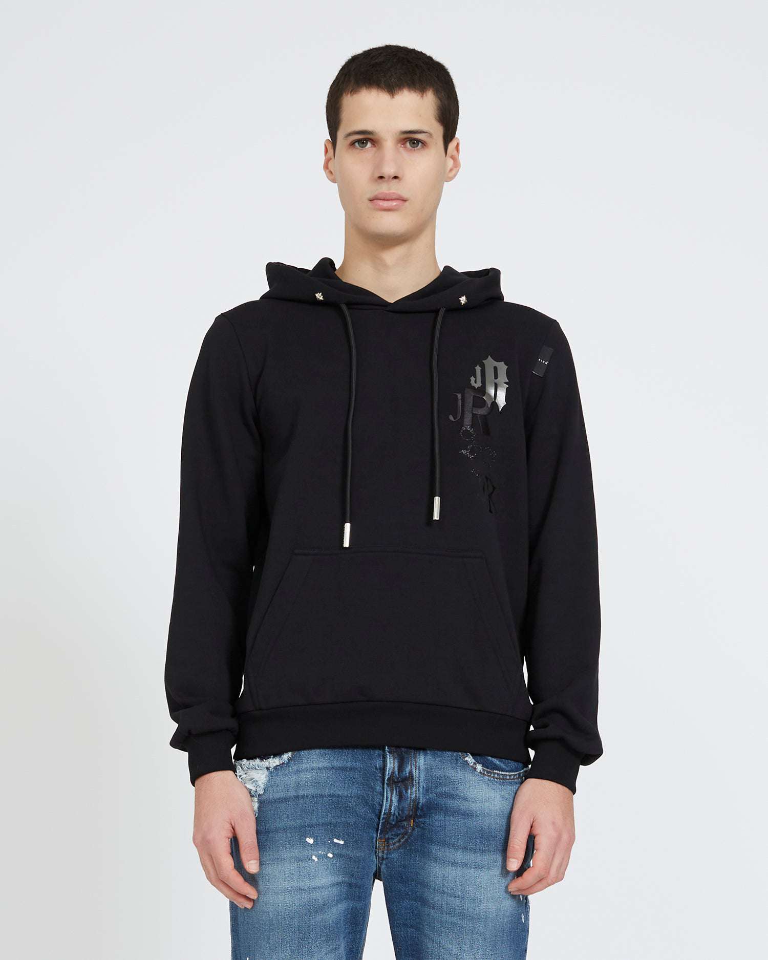 Shop John Richmond Hoodie With Back Print In Nero