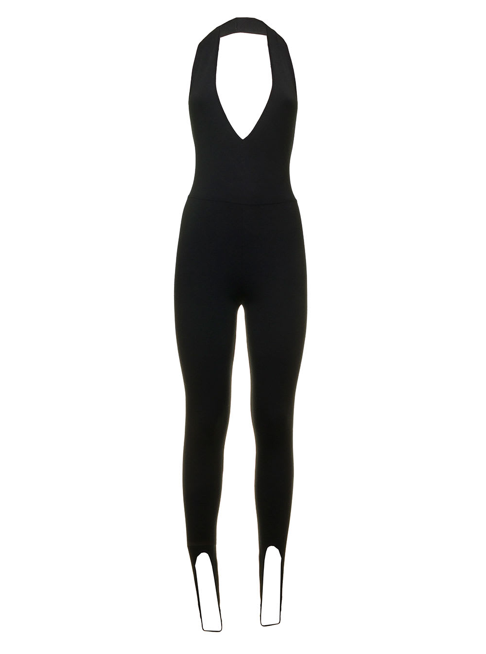 Shop Saint Laurent Halterneck Black Open-back Jumpsuit Woman