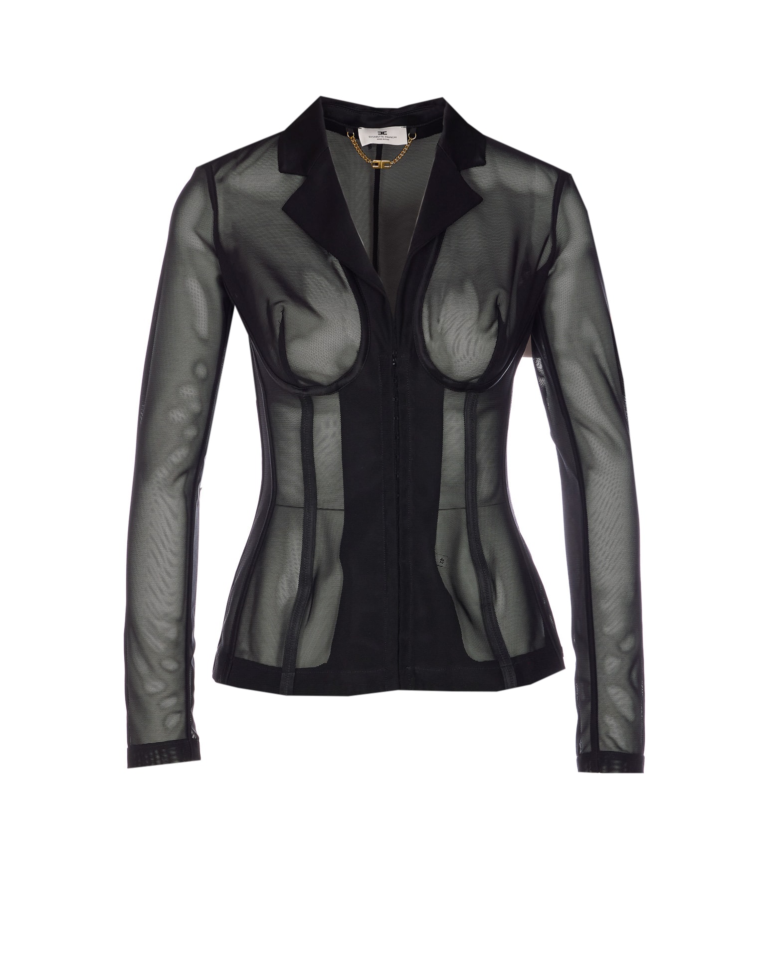 Elisabetta Franchi Collar Tailored Transparent Jacket In Black