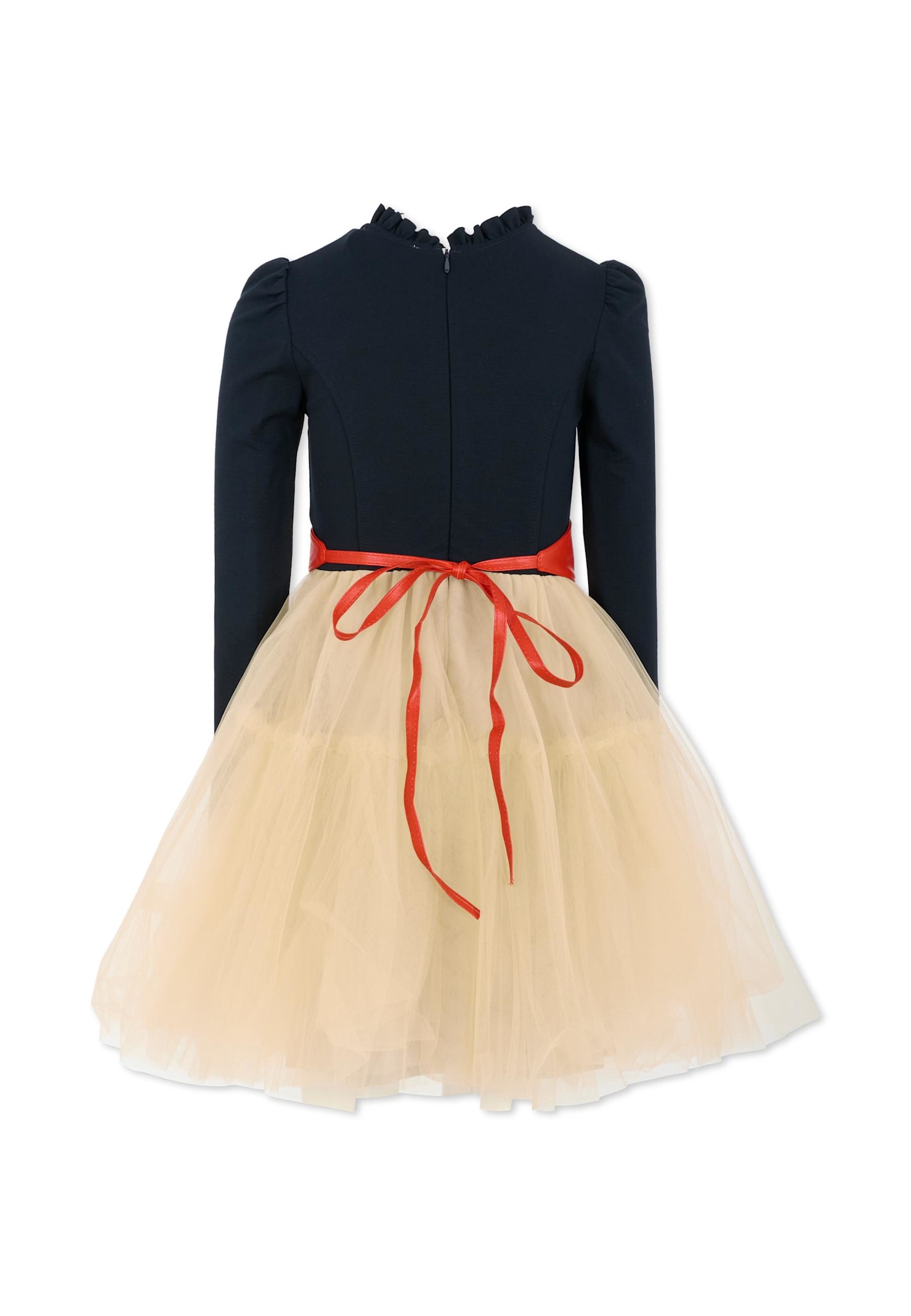 Monnalisa Blue Dress For Girl With Minnie In Blue