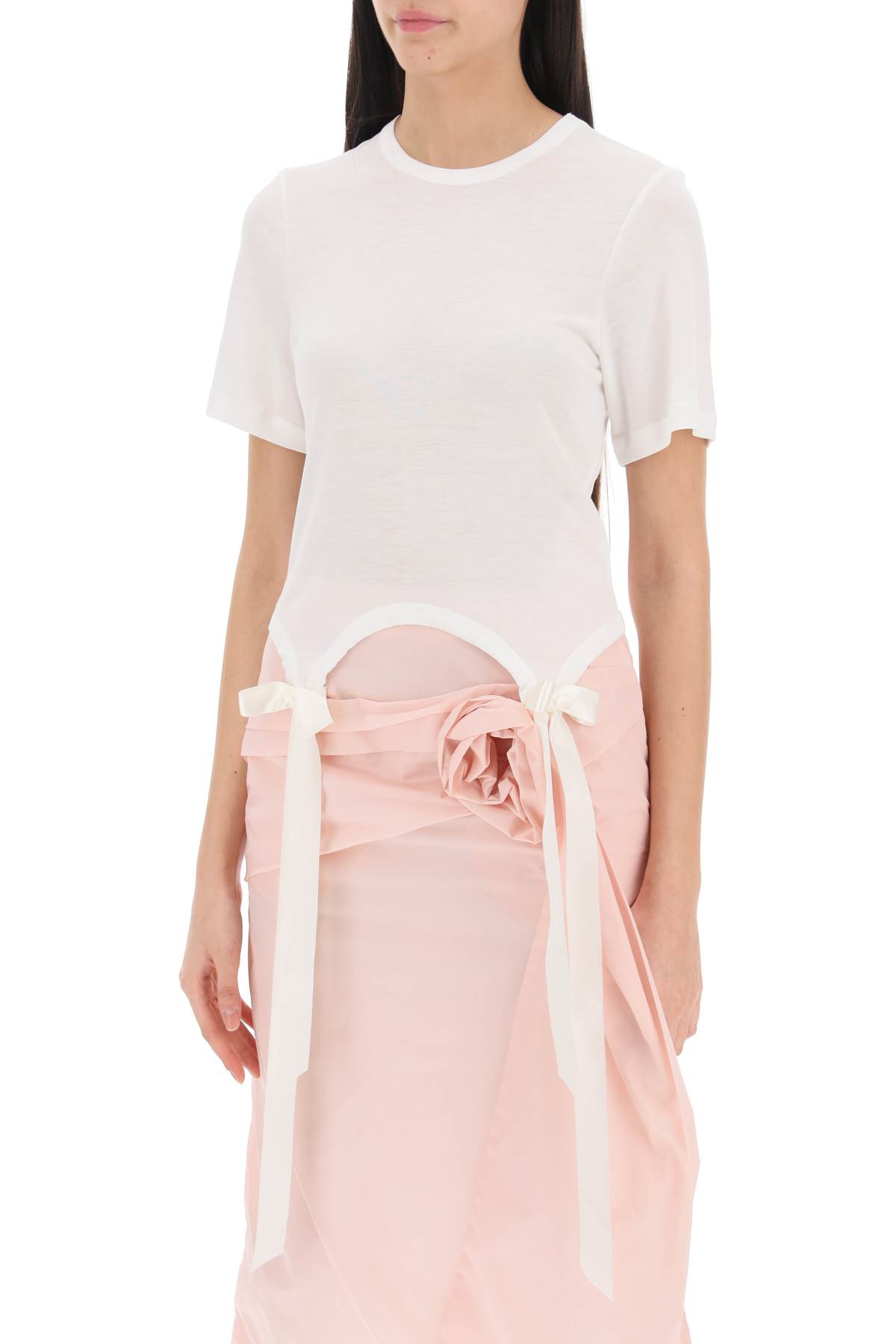 Shop Simone Rocha Easy T-shirt With Bow Tails In White