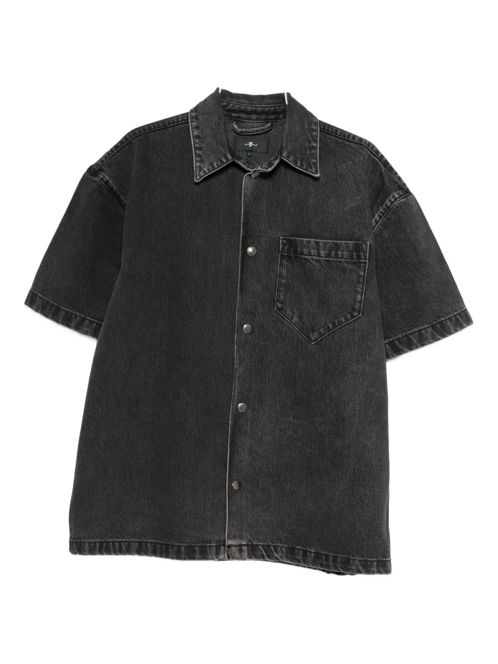 7 For All Mankind `over Camp Shirt Caviar` Shirt In Black