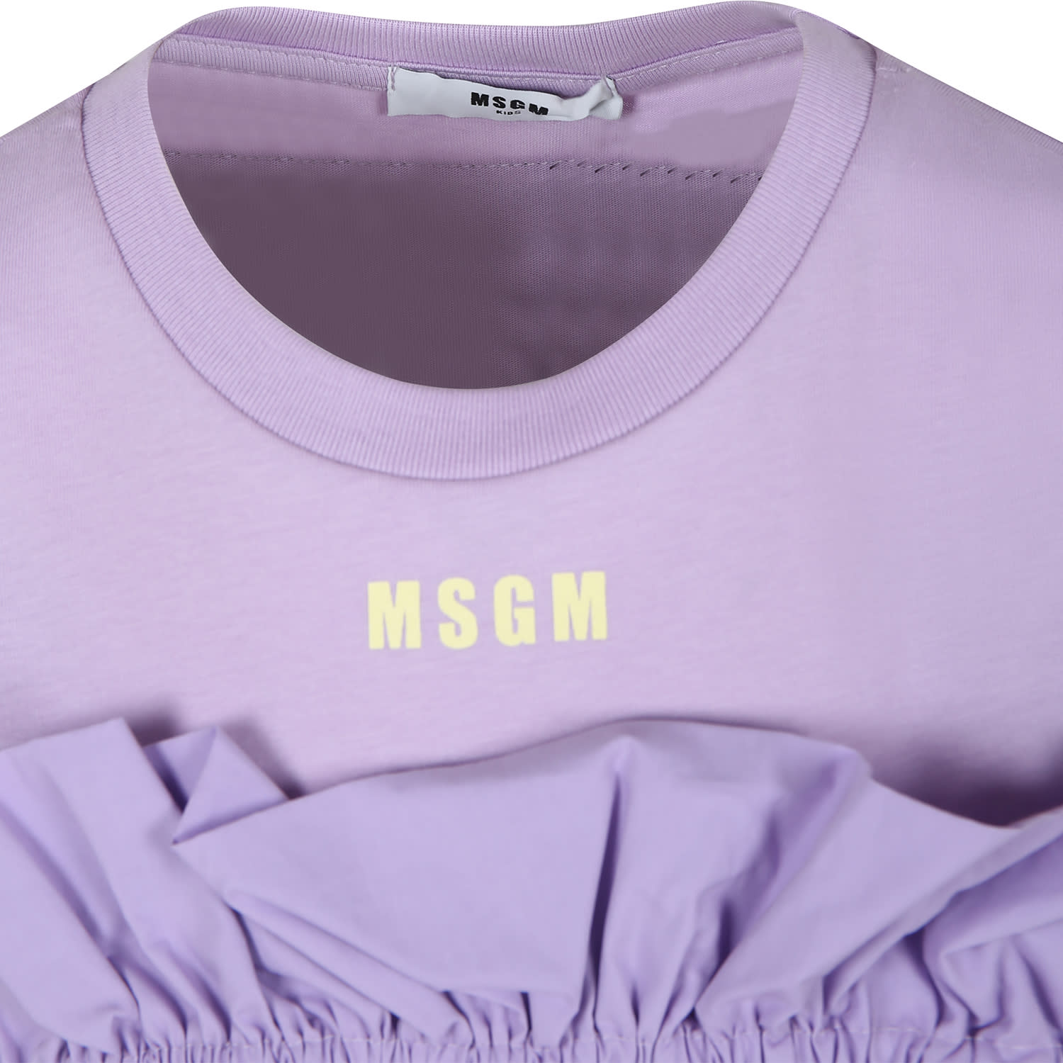 Shop Msgm Lilac T-shirt For Girl With Logo