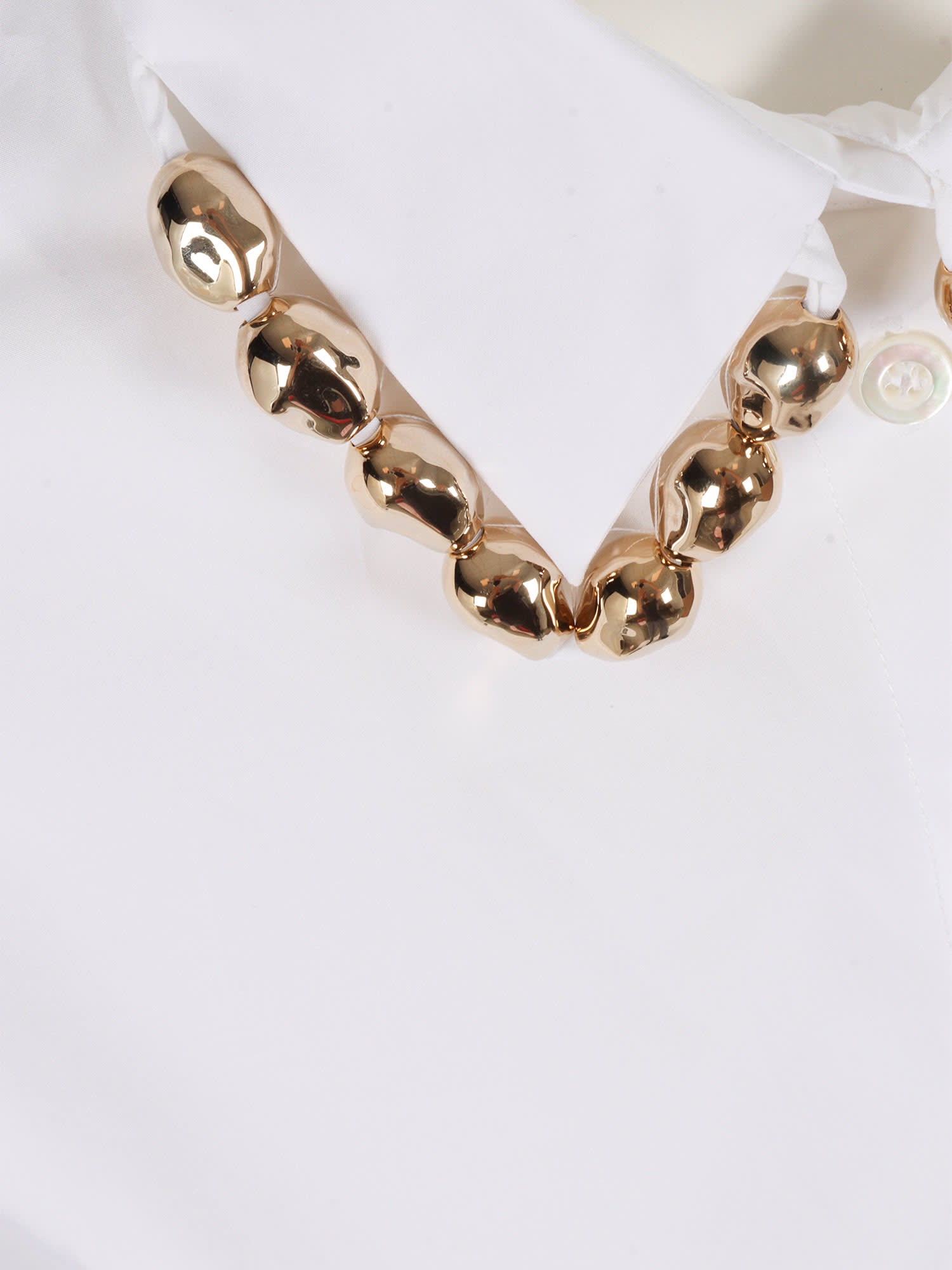 Fabiana Filippi Poplin Cropped Shirt With Pepita Embroidery On Collar In White