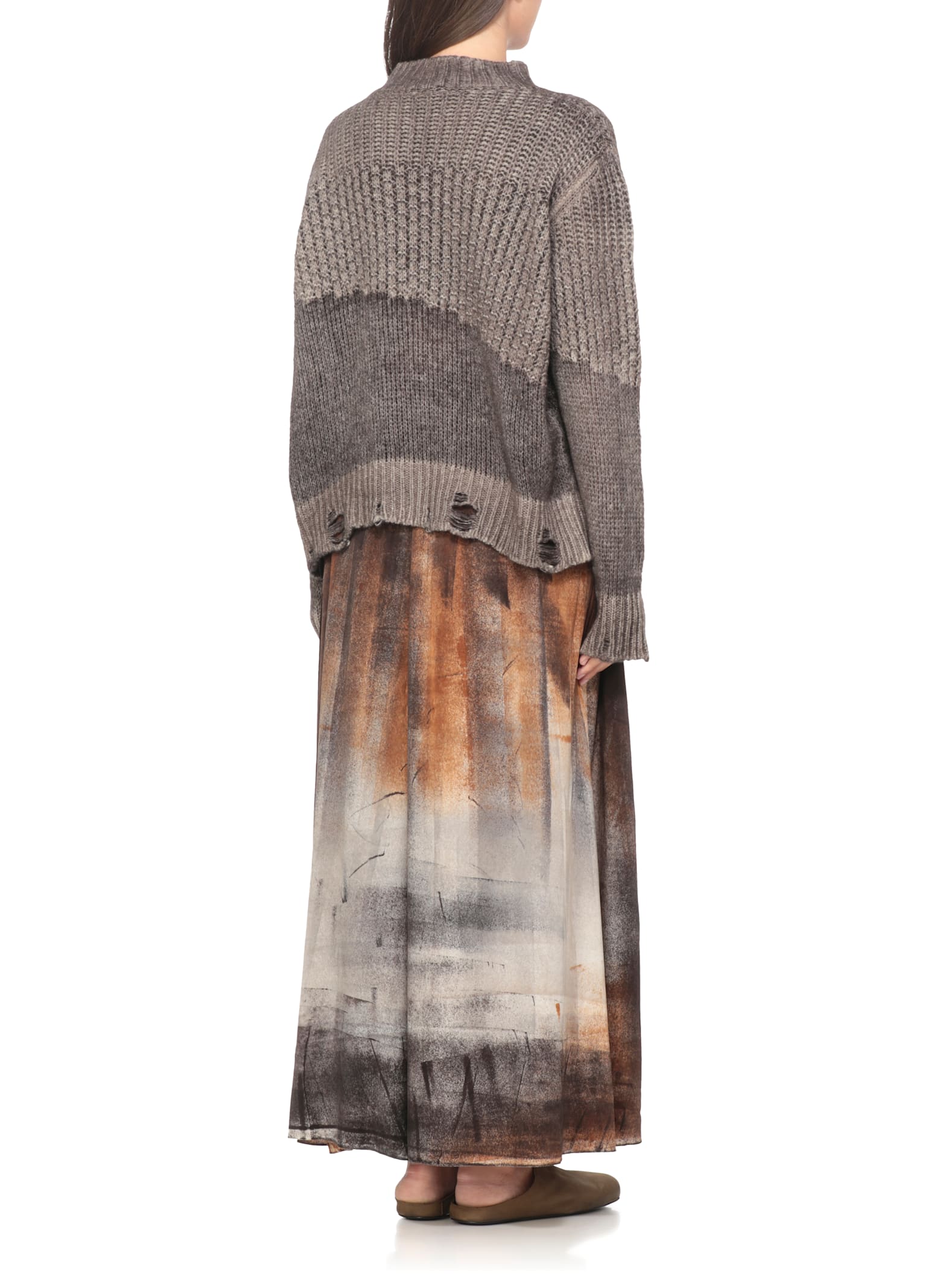 Avant Toi Ribbed Distressed Cashmere-silk Blend Sweater In Gray