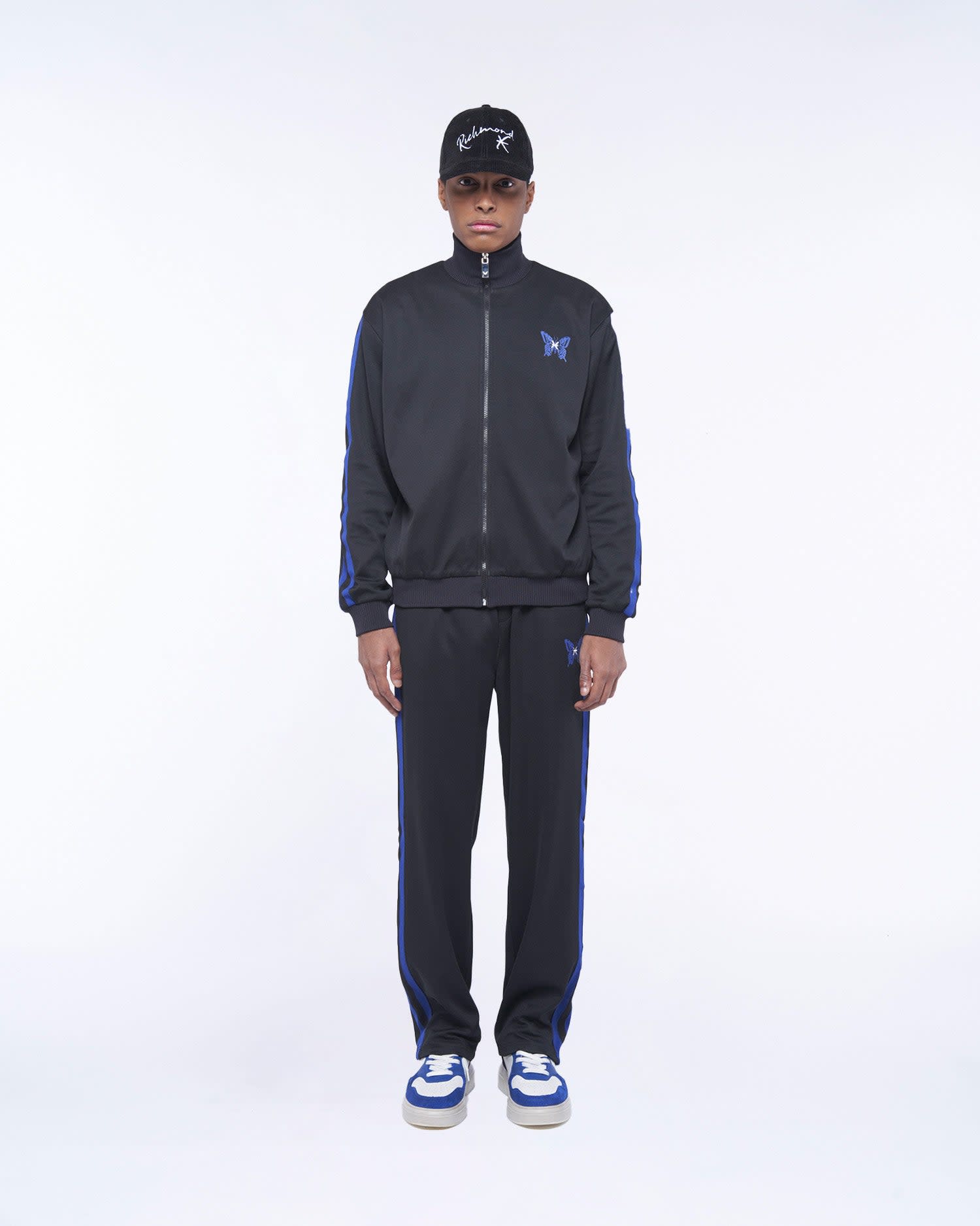 Shop John Richmond Hoodie With Zip And Logo In Nero