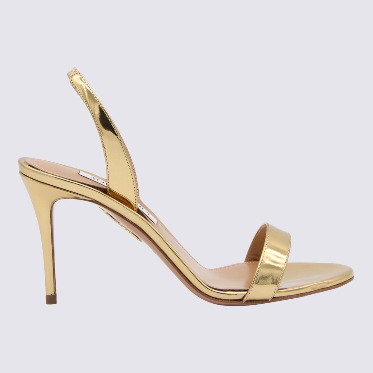 Shop Aquazzura Gold-tone Leather Sandals In Soft Gold