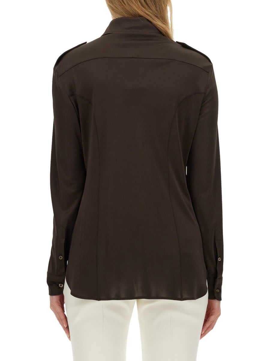 Shop Tom Ford Flap Pocket Long-sleeved Shirt In Brown